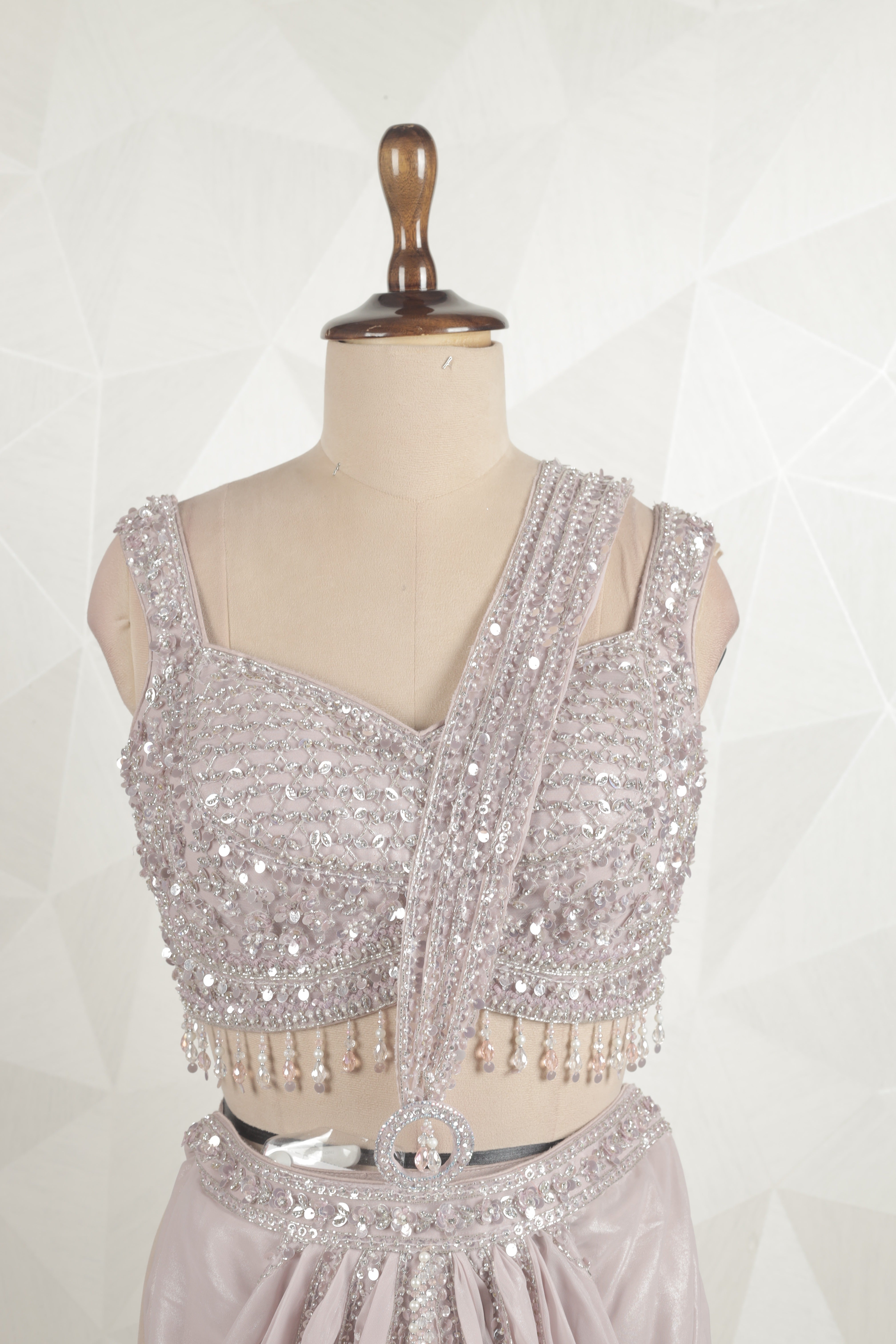 Amazing Designer draped Saree With Ready Sequins And Diamond Work