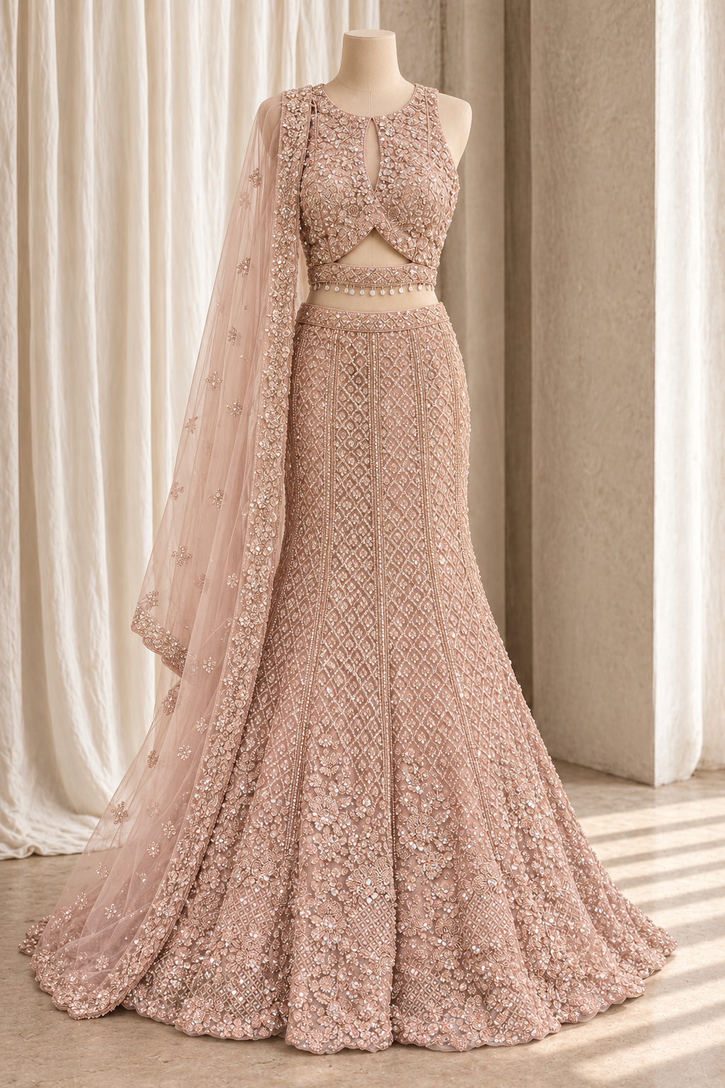 Fantastic Soft Net Fabric and Pink Color With Sequins Work With Fishcut Lehenga Choli
