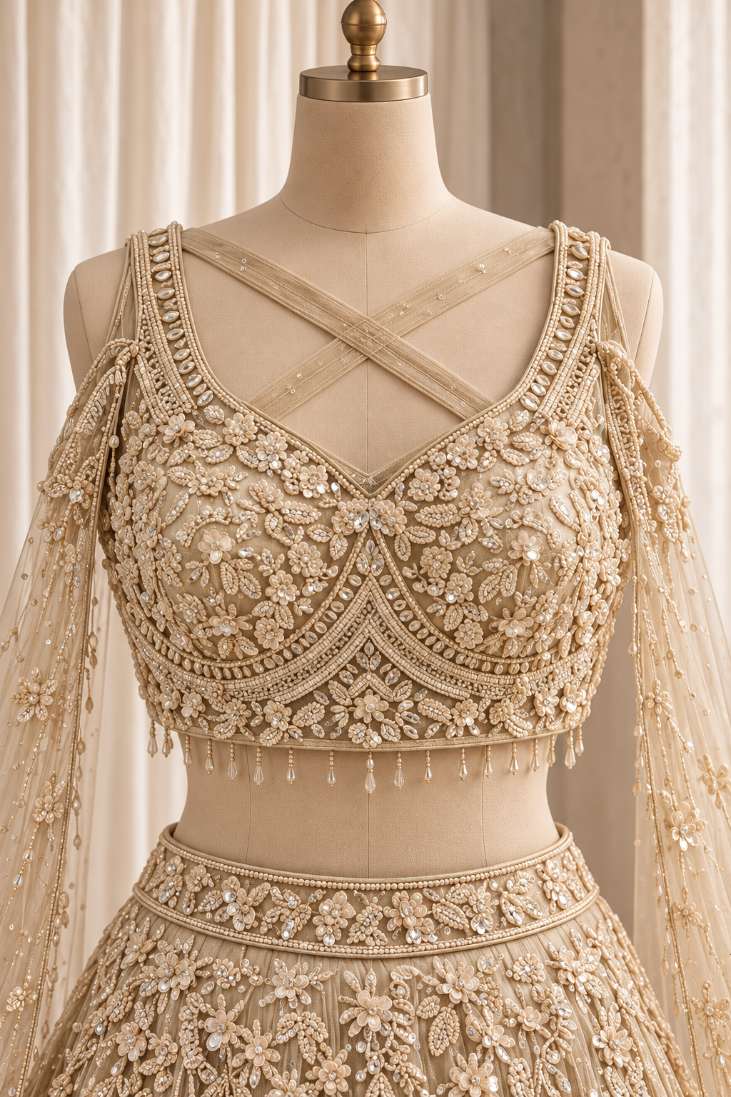 Fabulous Soft Net Fabric and Beige Color With Sequins Work With Lehenga Choli