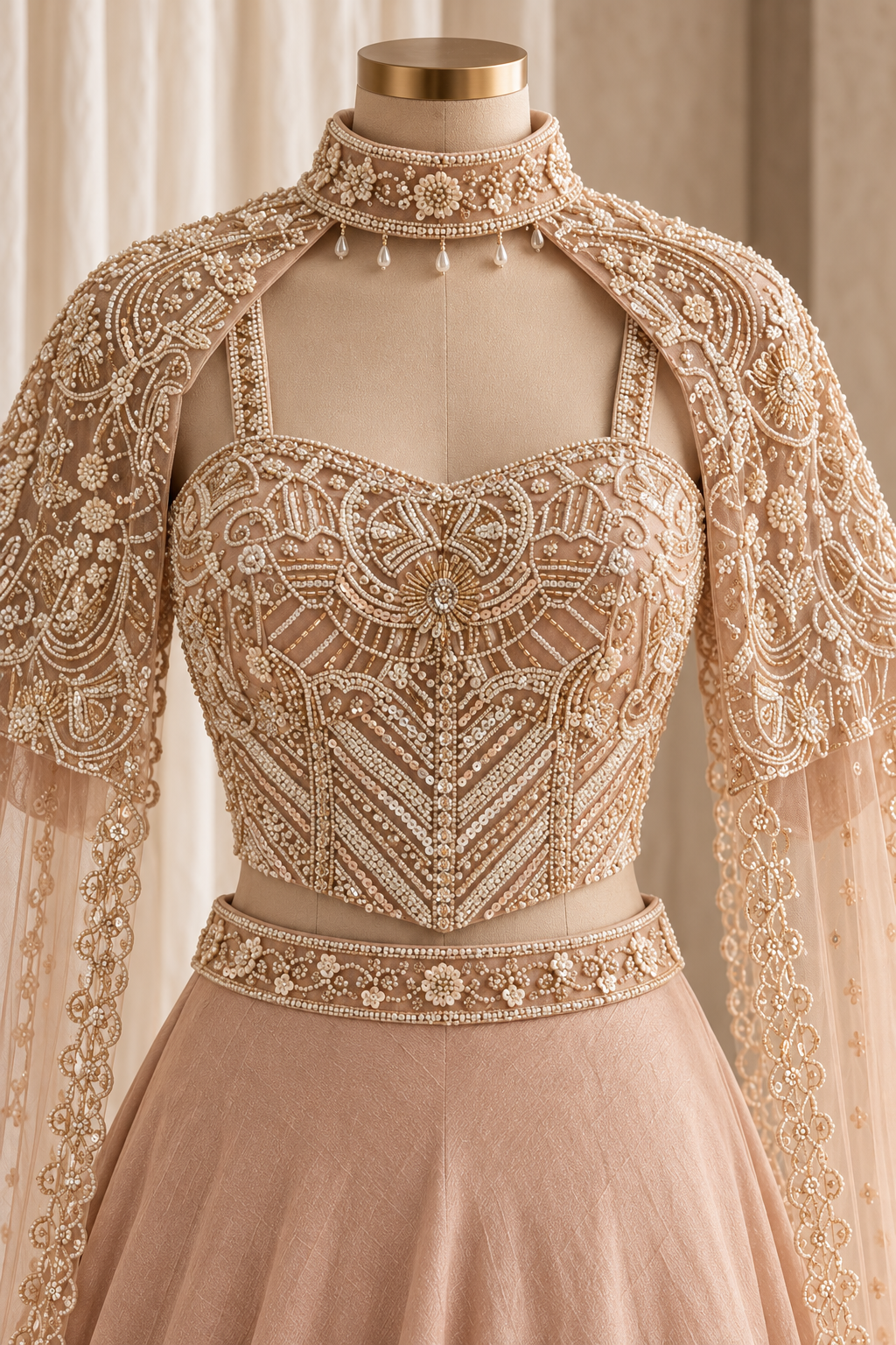 Gorgeousness Lycra Fabric and Dusty Rose Gold Color With Sequins Work With Lehenga Choli