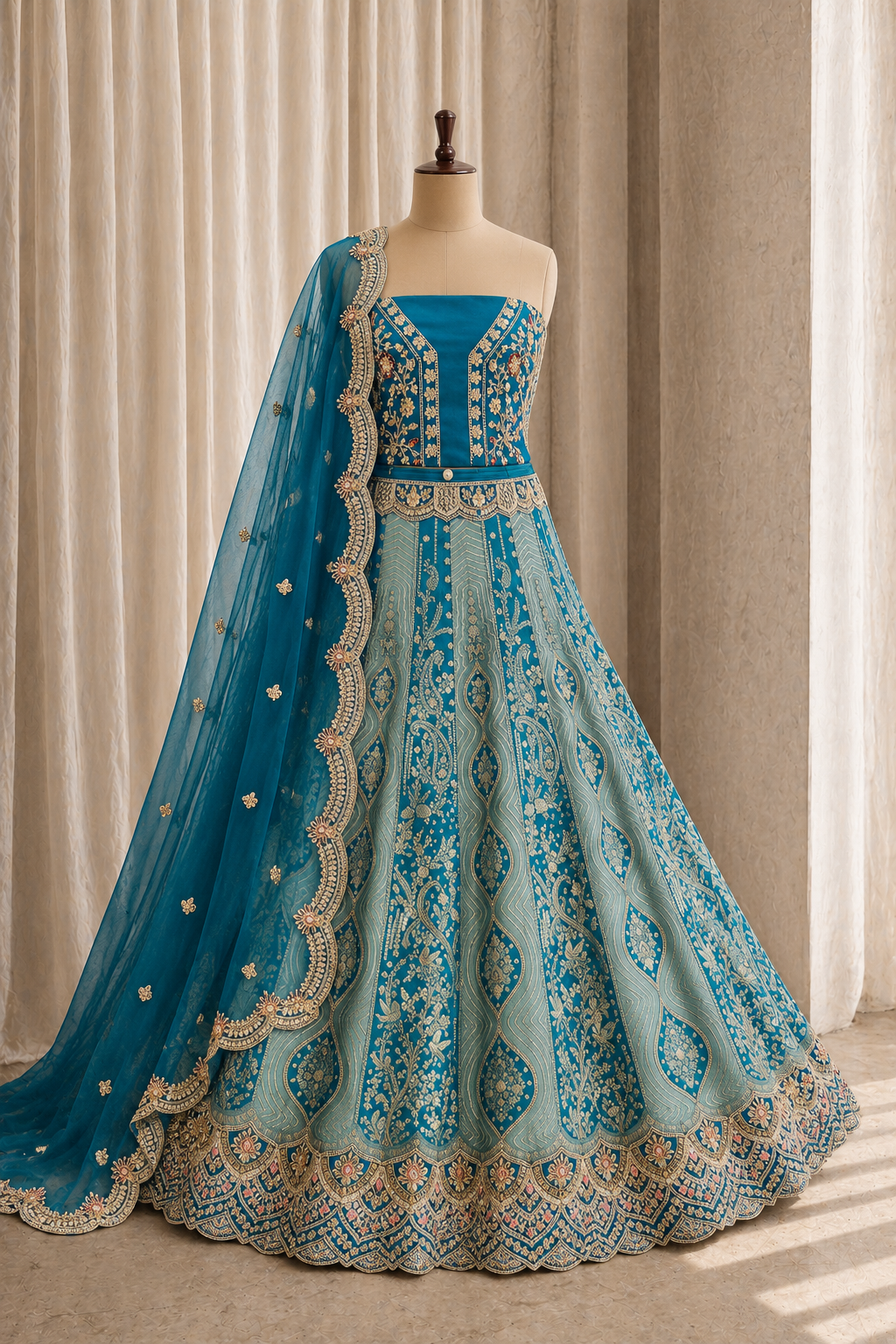 Handsome Kasab Work and Banarasi Brocade Silk Fabric Morpich Color Unstitch Lehenga
