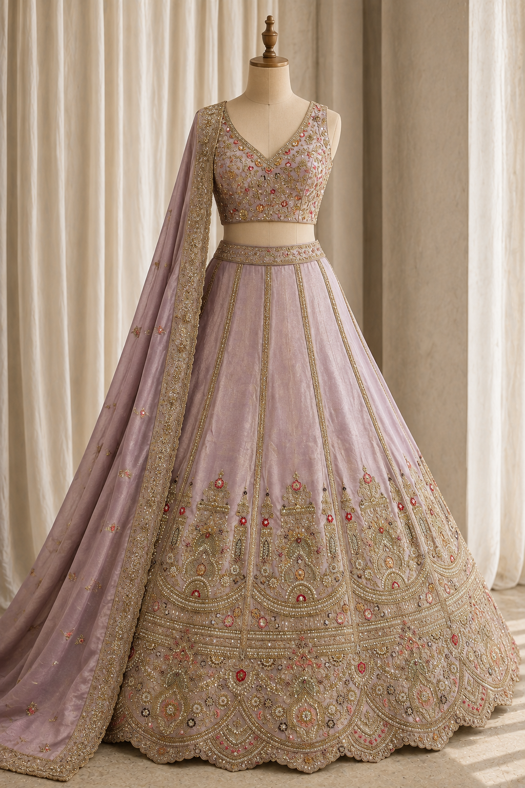 Radiance Sequins Work and Tissue Fabric Mauve Pink Color Unstitch Lehenga