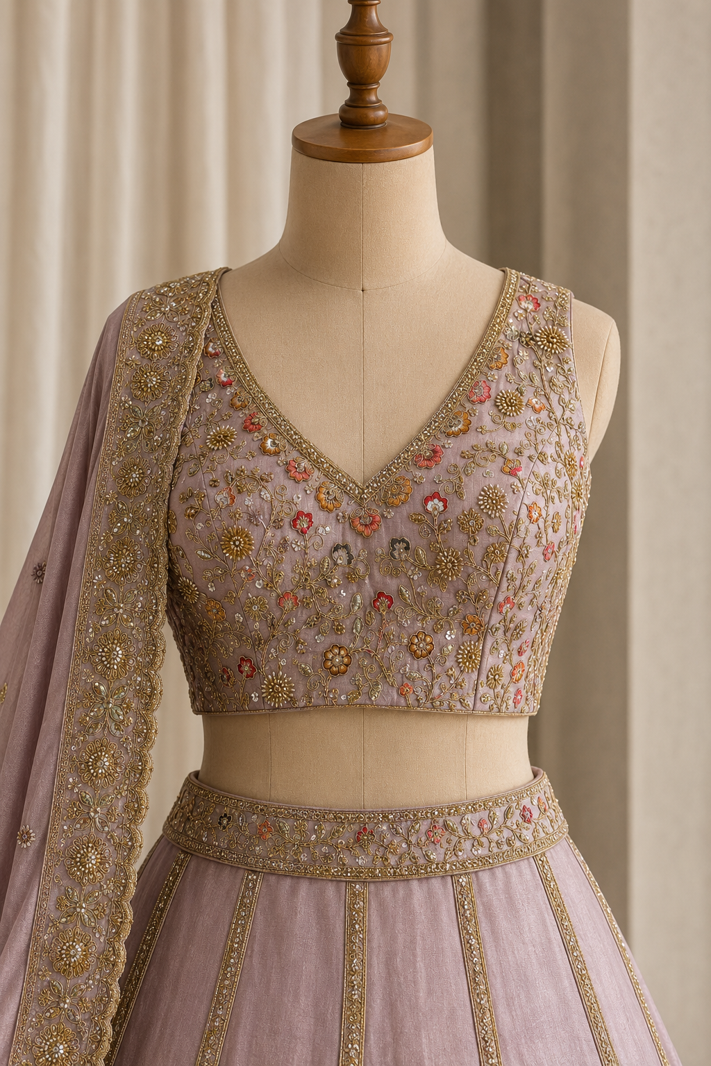 Radiance Sequins Work and Tissue Fabric Mauve Pink Color Unstitch Lehenga
