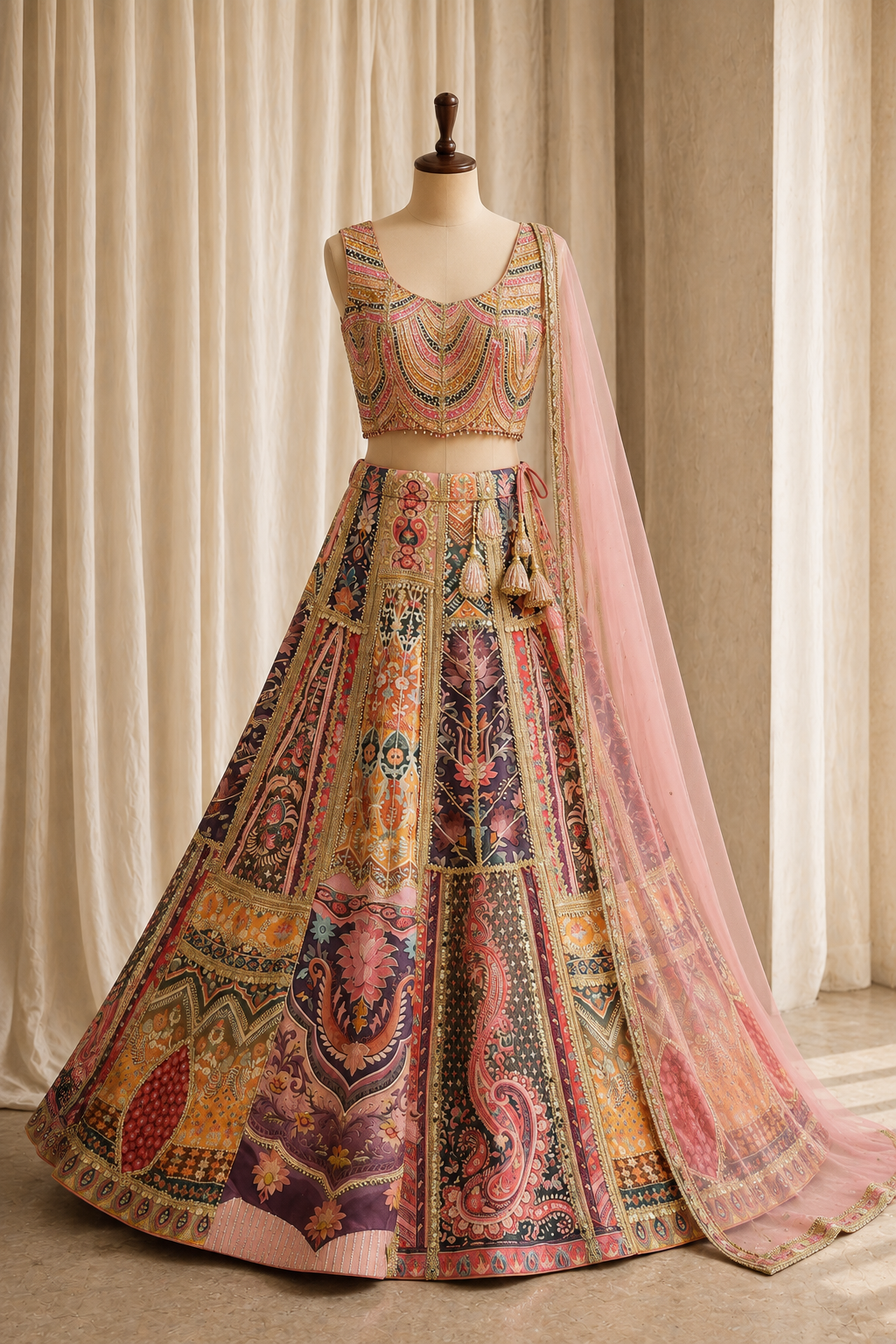 Glorious Digital Print and Crepe Silk Fabric Multy Color Lehenga Choli