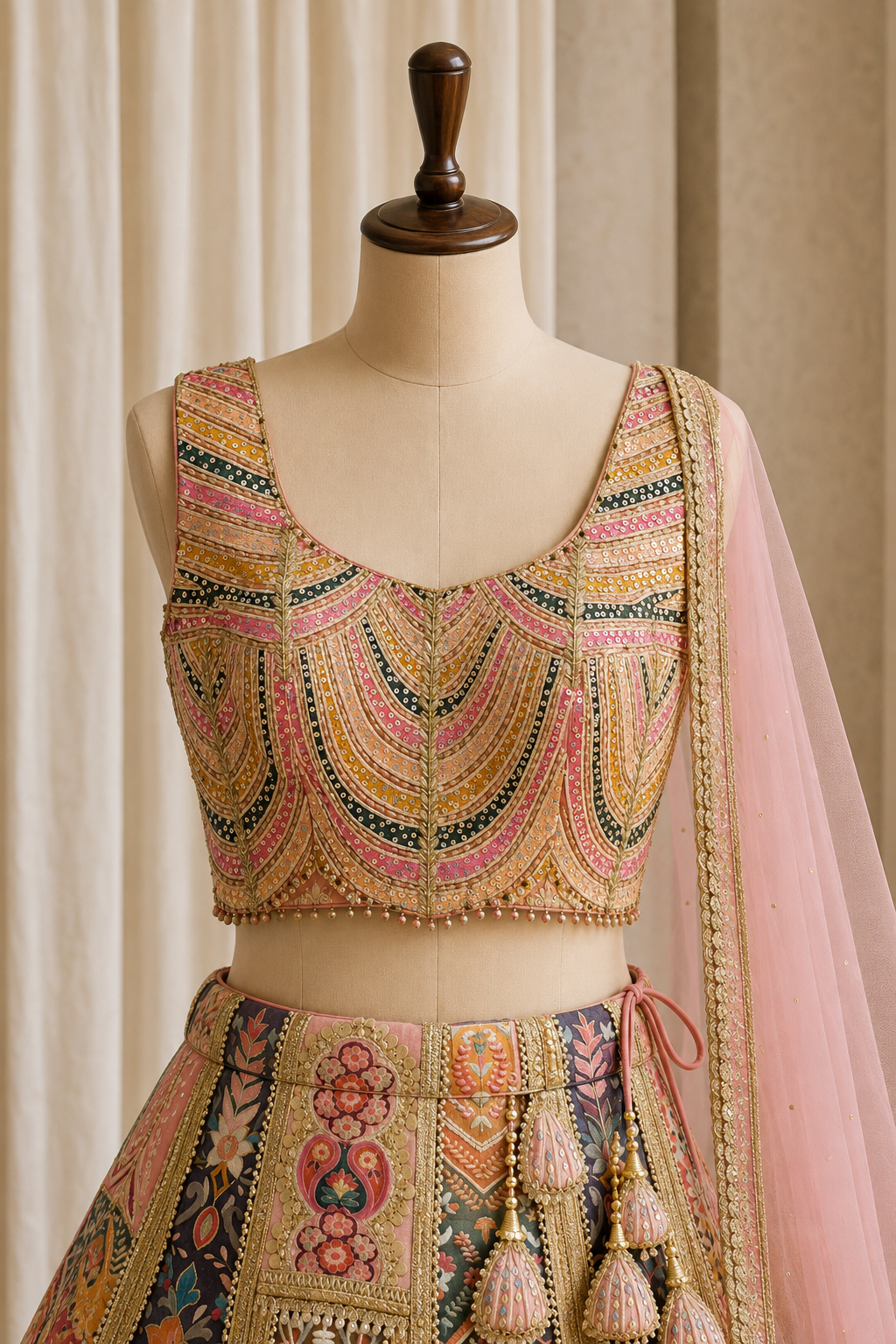 Glorious Digital Print and Crepe Silk Fabric Multy Color Lehenga Choli