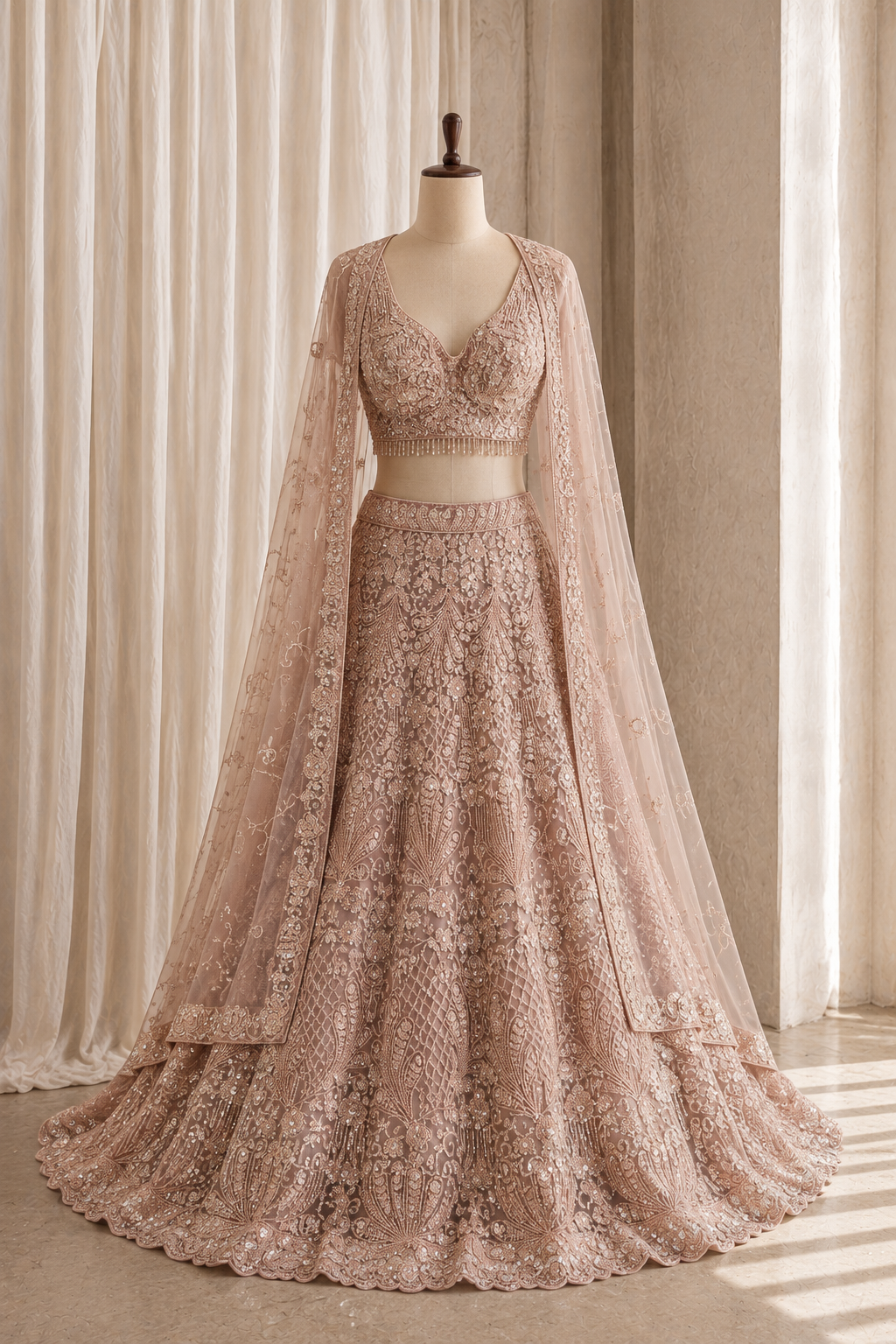 Ravishing Diamond Work and Soft Net Fabric Mauve Color Lehenga Choli