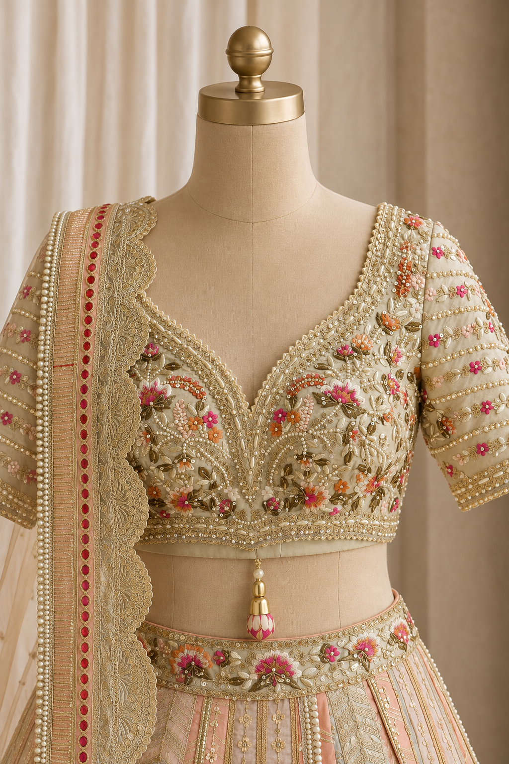 Breathtaking Gota Patti Work and Dupion Silk Fabric Pink Color Lehenga Choli