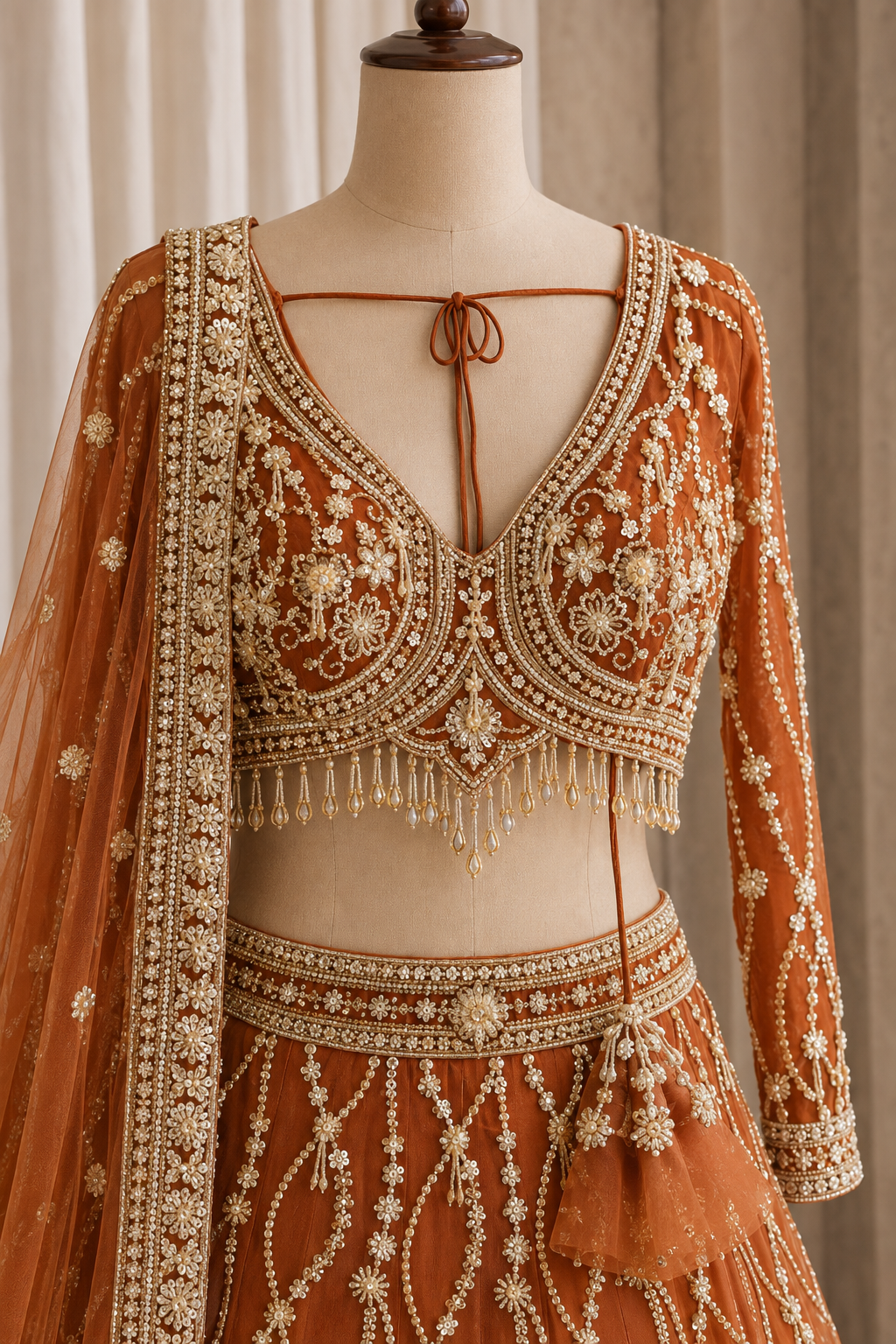Intricate Cut Dana Work and Soft Net Fabric Orange Color Lehenga Choli