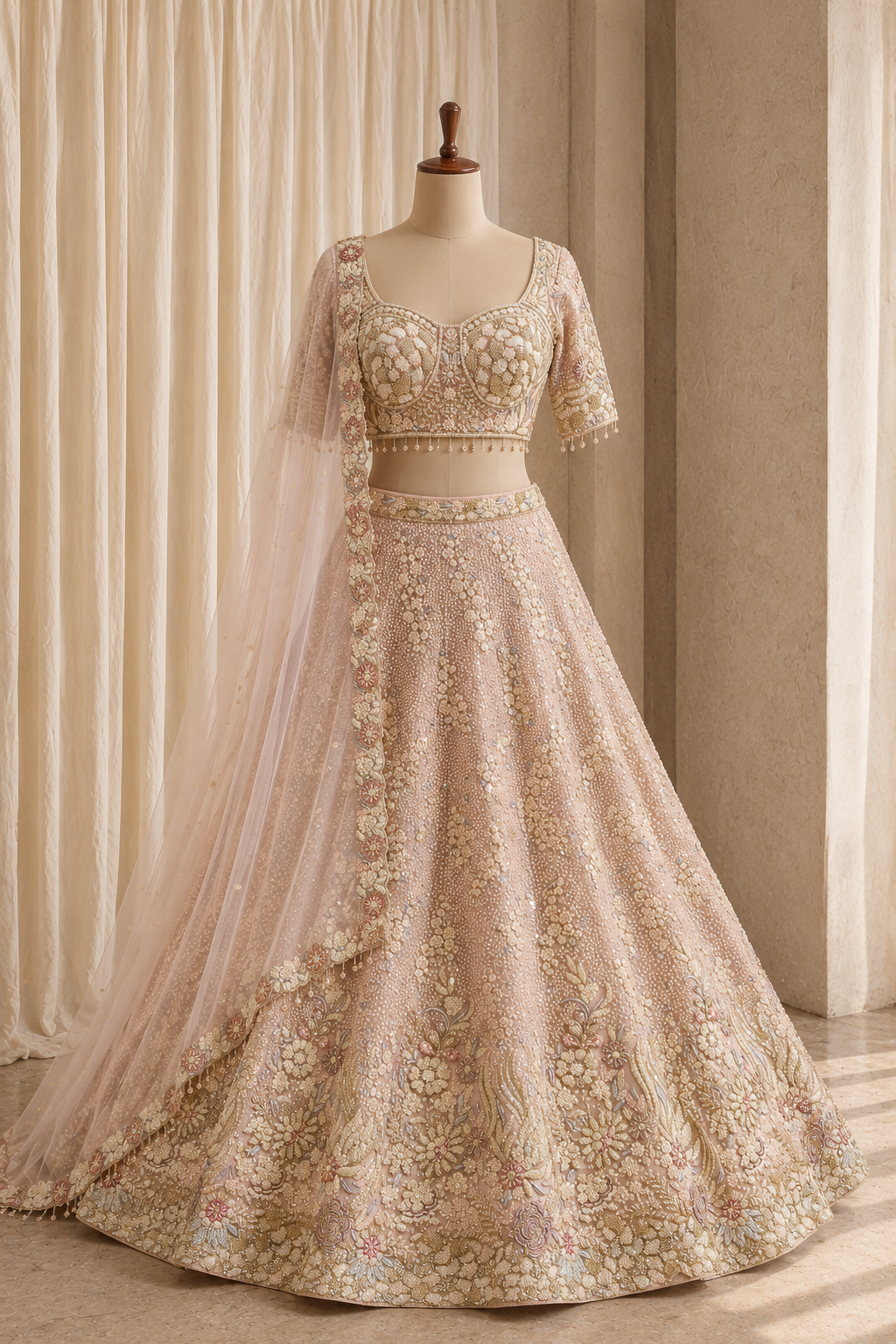 Wonderful Thread Work and Soft Net Fabric Pink Color Lehenga Choli