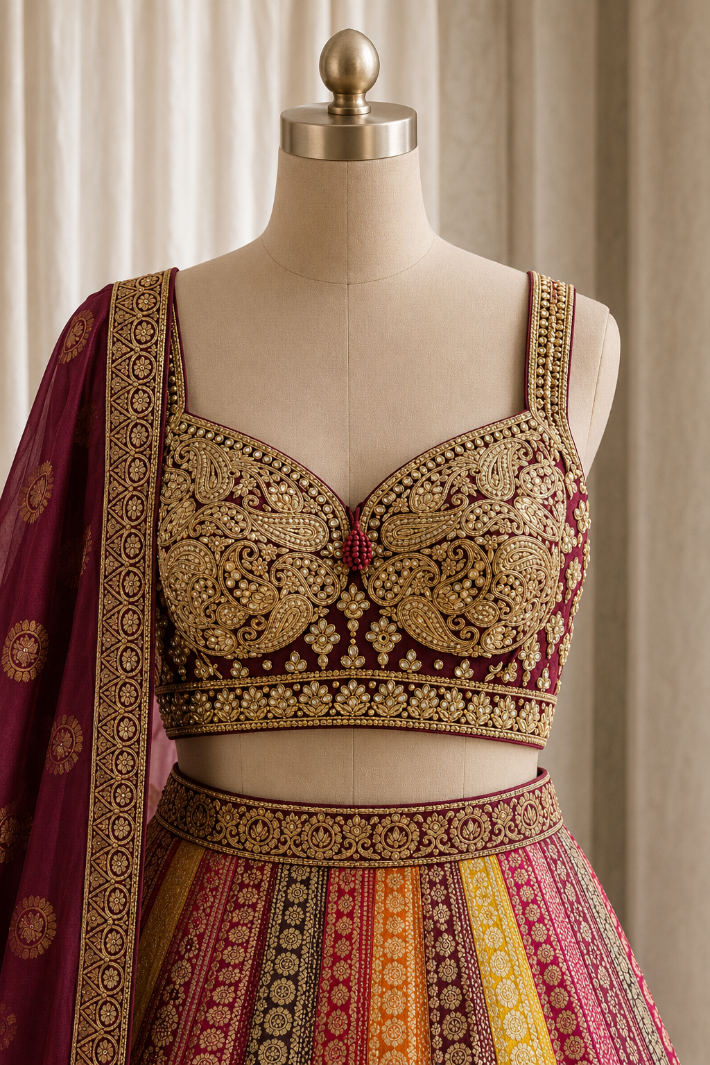 Trendy Zardozi Work and Banarasi Brocade Silk Fabric Melty Color Lehenga