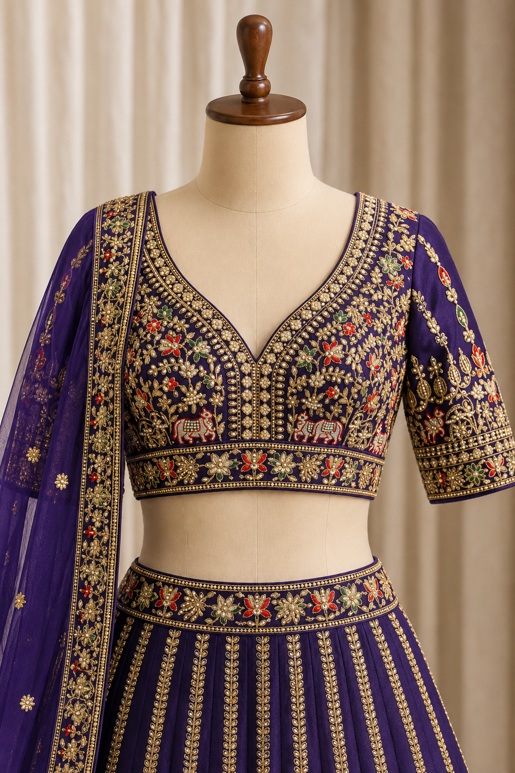Gorgeousness Kasab Work and Art Silk Fabric Purple Color Lehenga