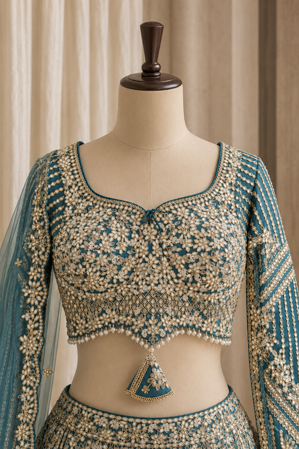 Fabulous Mirror Work and Raw Silk Fabric Rama Green Color Lehenga Choli