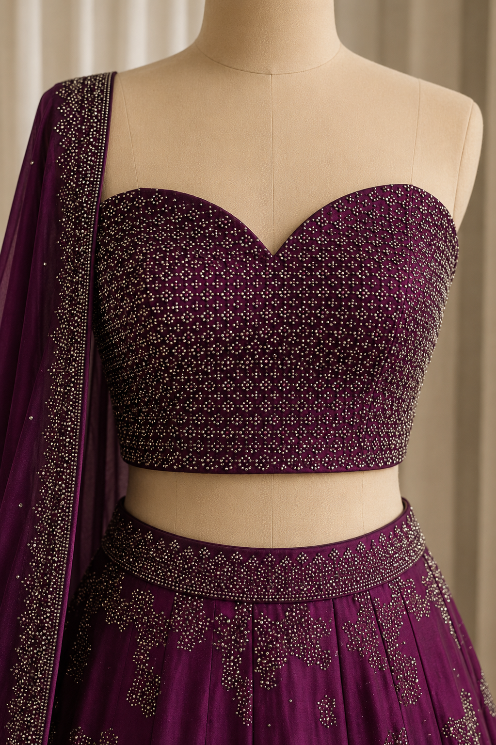 Awesome Satin Silk Fabric and Black Color Swarovski Work Lehenga Choli