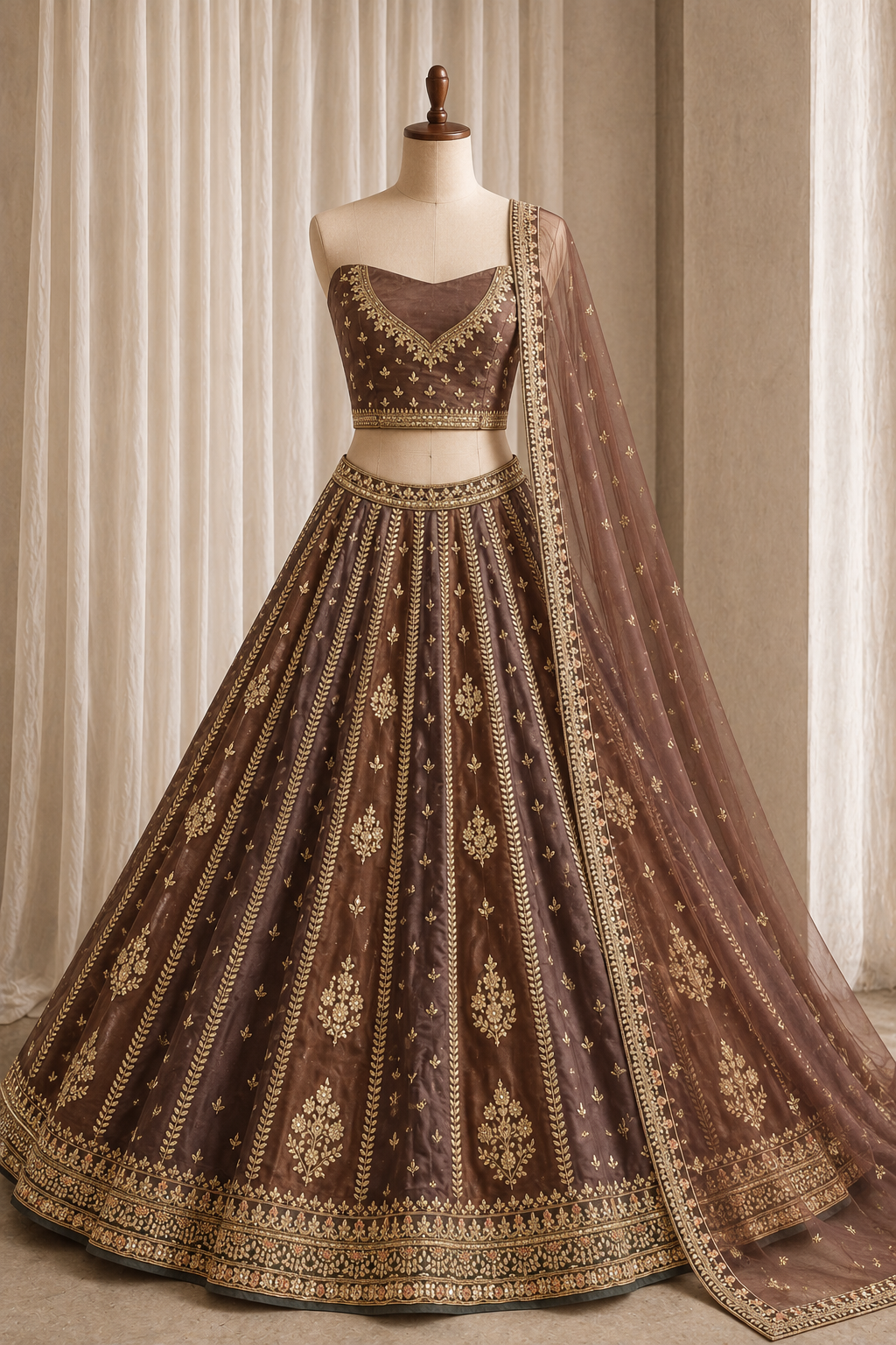 Elegant Organza Silk Fabric and Purple Color Gota Patti Work Lehenga Choli