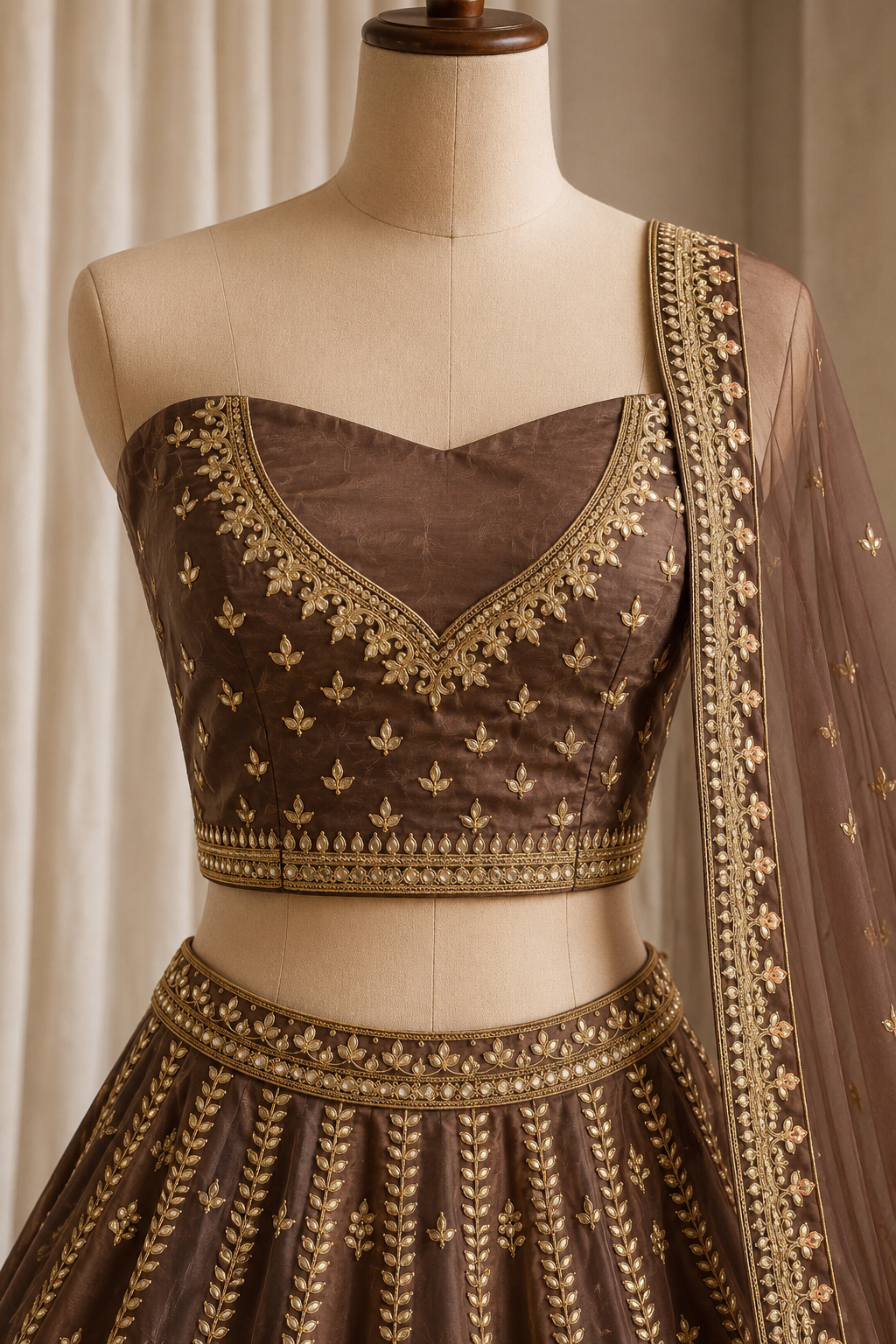 Elegant Organza Silk Fabric and Purple Color Gota Patti Work Lehenga Choli