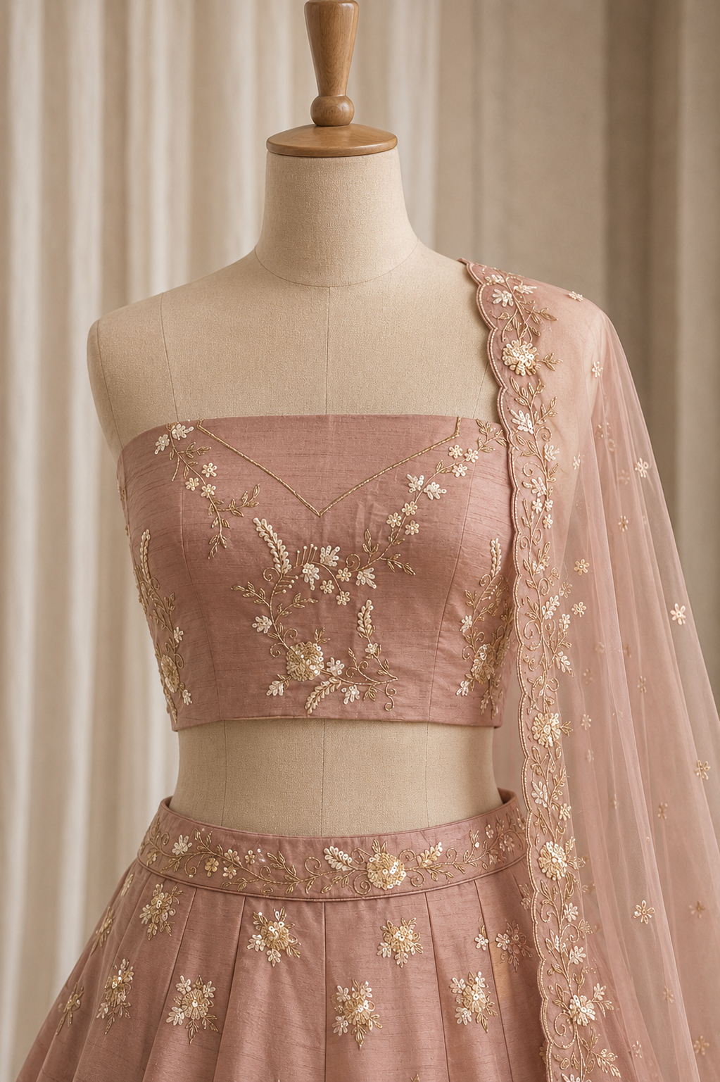 Pretty Raw Silk Fabric and Mauve Color Sequins Work Lehenga Choli