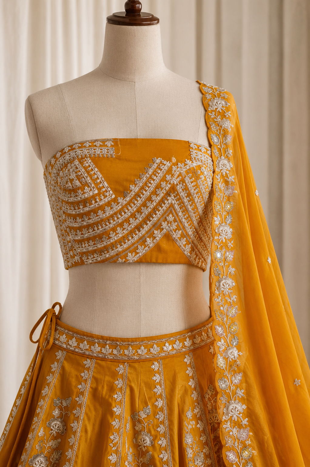 Attractive Tissue Fabric and Orange Color Cut dana Work Lehenga Choli
