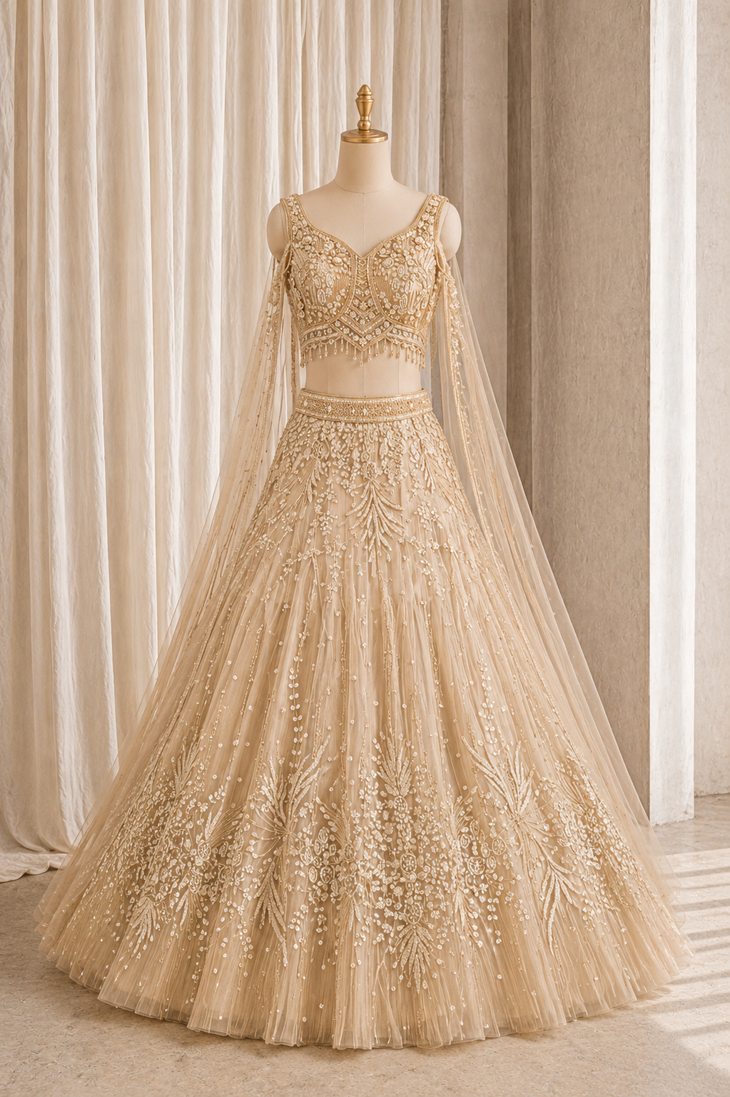 Fabulous Soft Net Fabric and Beige Color Sequins Work Lehenga Choli