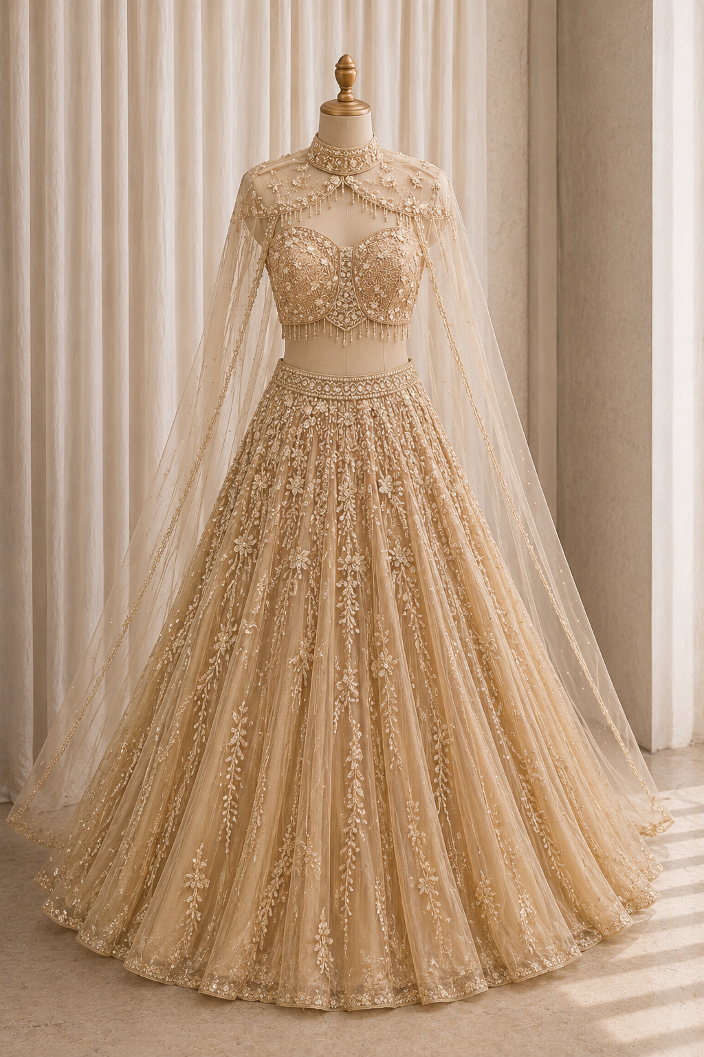 Beautifies Soft Net Fabric and Beige Color Sequins Work Lehenga Choli