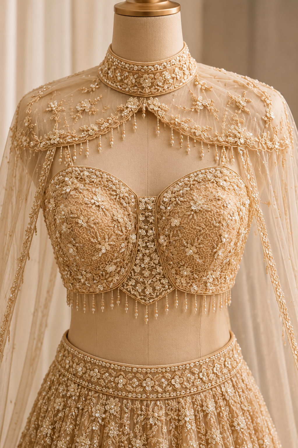 Beautifies Soft Net Fabric and Beige Color Sequins Work Lehenga Choli