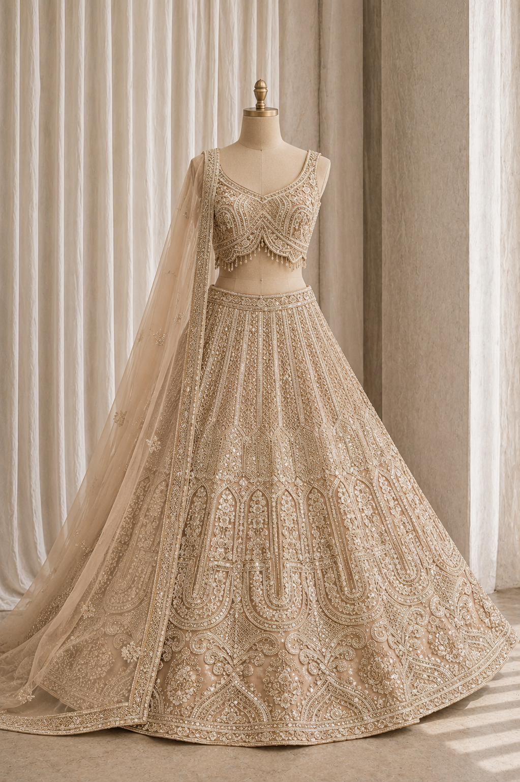 Wonderful Soft Net Fabric and Gold Color Cutdana Work Lehenga Choli