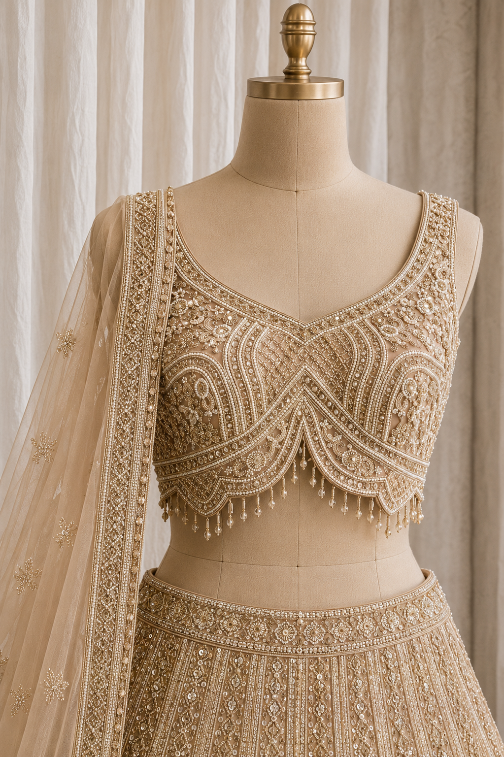 Wonderful Soft Net Fabric and Gold Color Cutdana Work Lehenga Choli