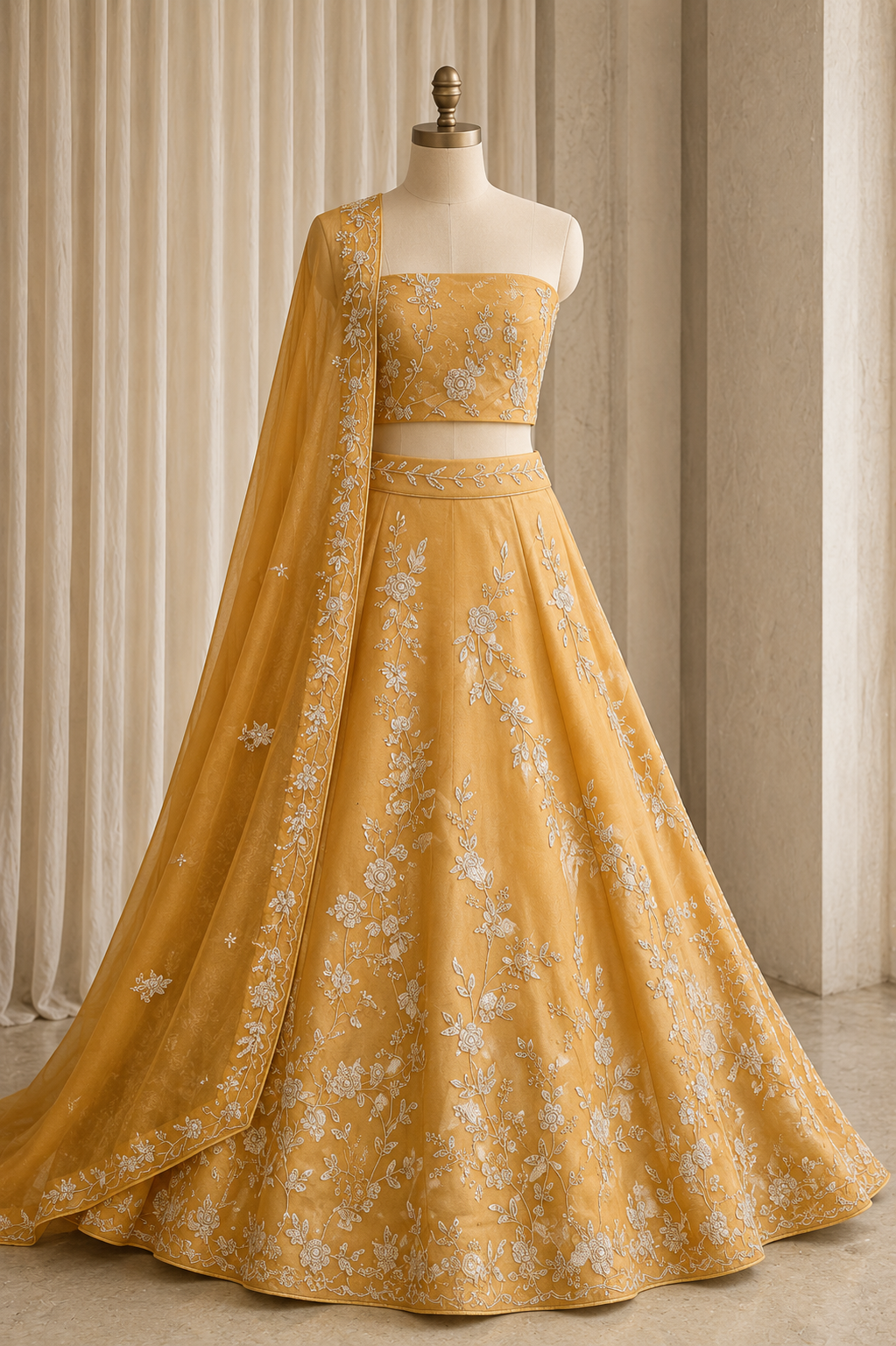 First-class Tissue Silk Fabric and Peach Color Zari Work Lehenga Choli