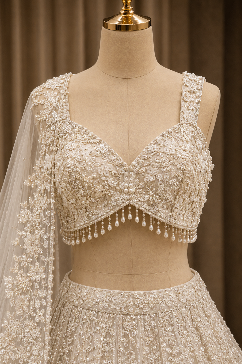 Appealing Soft Net Fabric and Off White Color Diamond Work Lehenga Choli