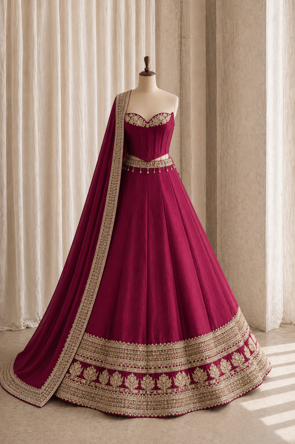 Attractive Shimmer Fabric and Magenta Color Kasab Work Lehenga Choli