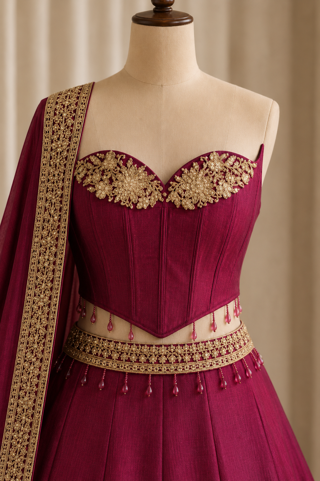 Attractive Shimmer Fabric and Magenta Color Kasab Work Lehenga Choli
