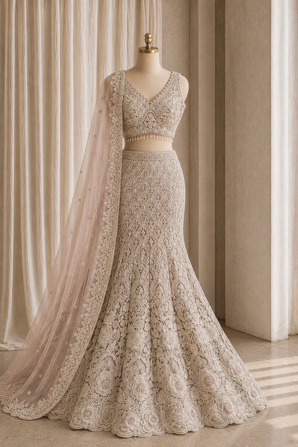 Beautifies Cutdana Work and Soft Net Fabric Lavender Color Fishcut Lehenga Choli