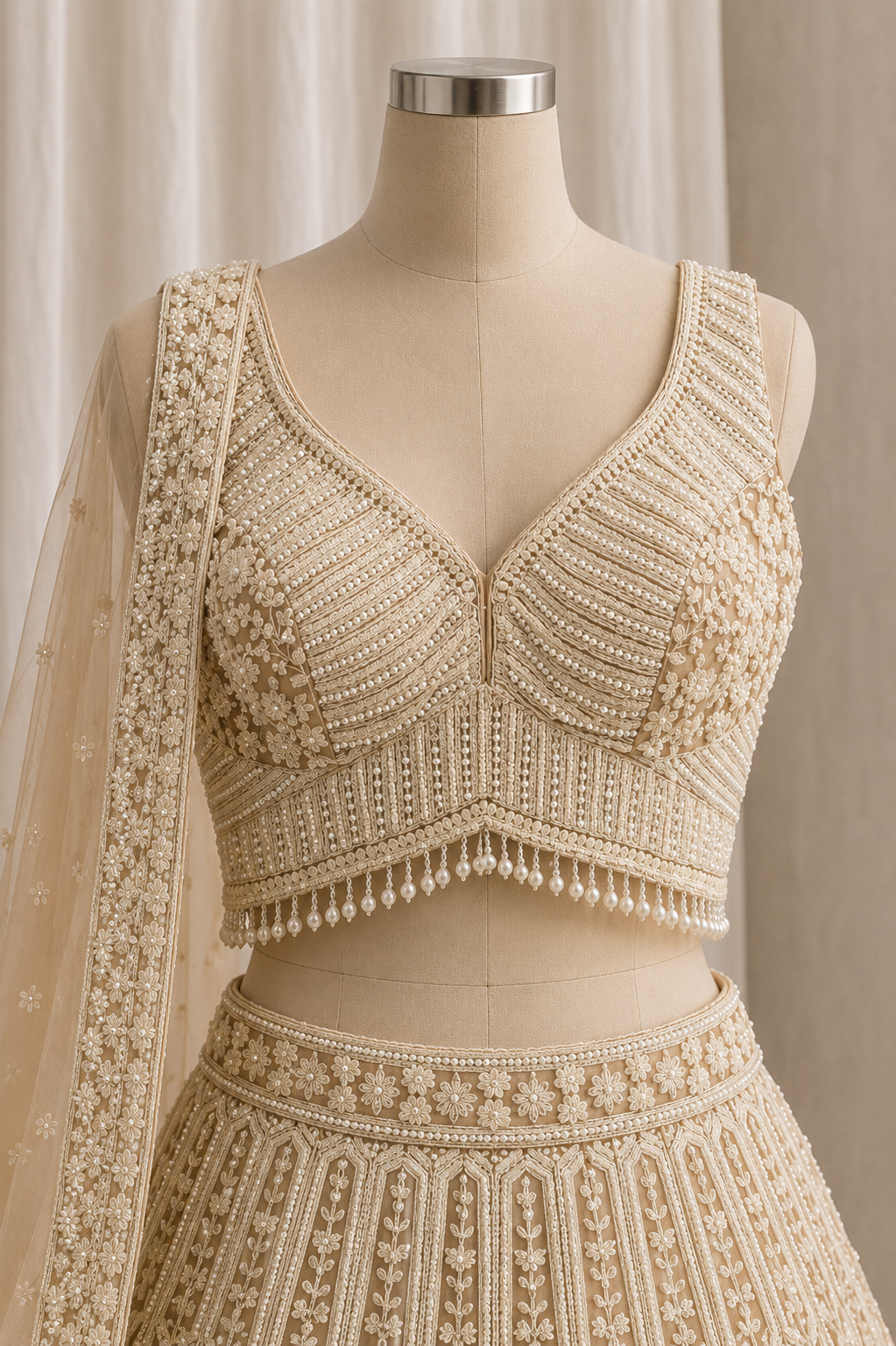 Awesome Sequins Work and Soft Net Fabric Peach Color Lehenga Choli