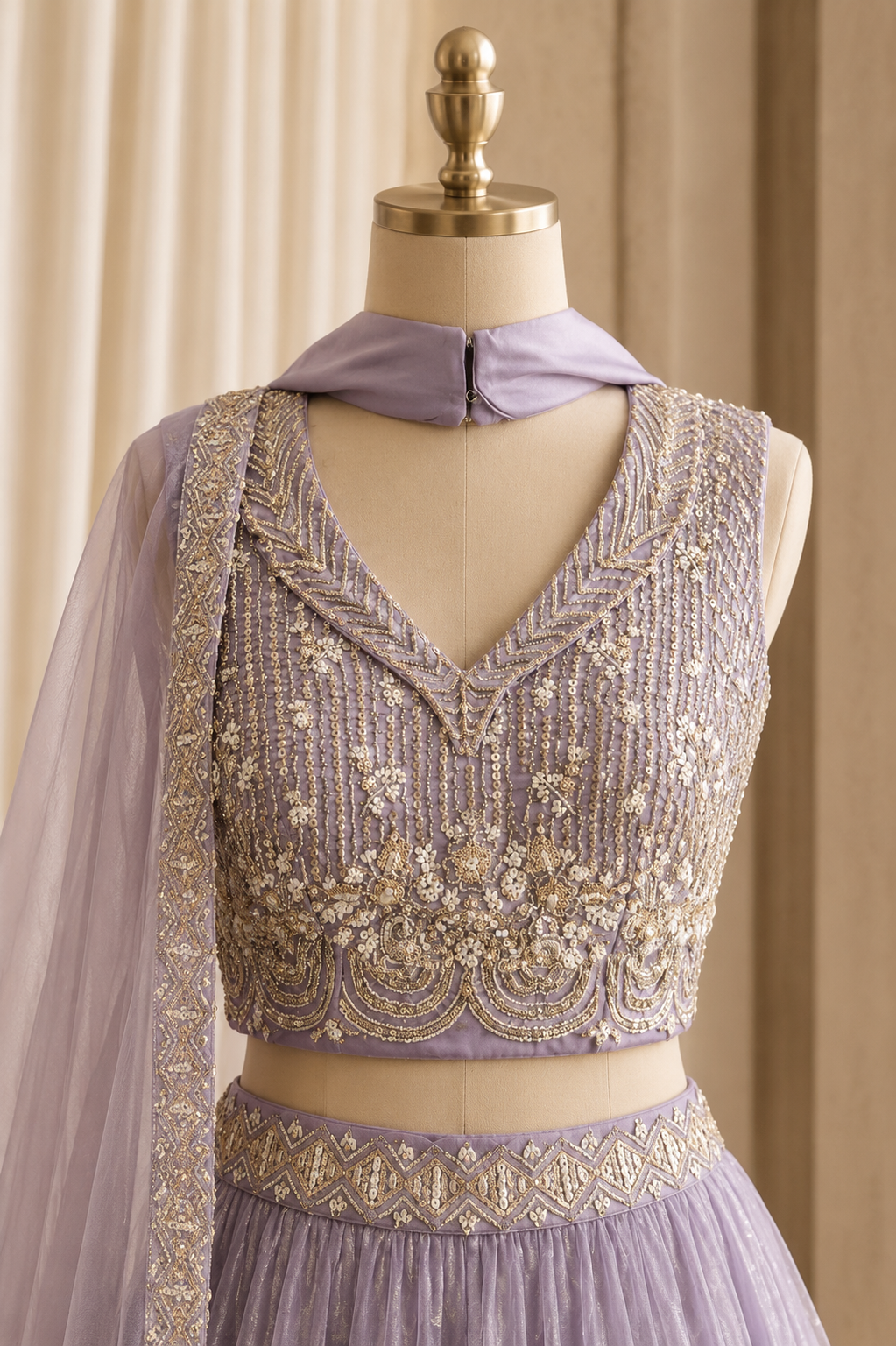 Excellent Cutdana Work and Organza Fabric Sky Blue Color Lehenga Choli