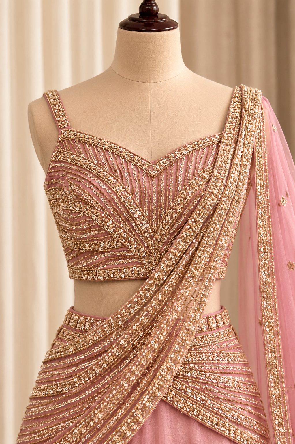 Gorgeous Cutdana Work and Organza Fabric Pink Color Lehenga Choli