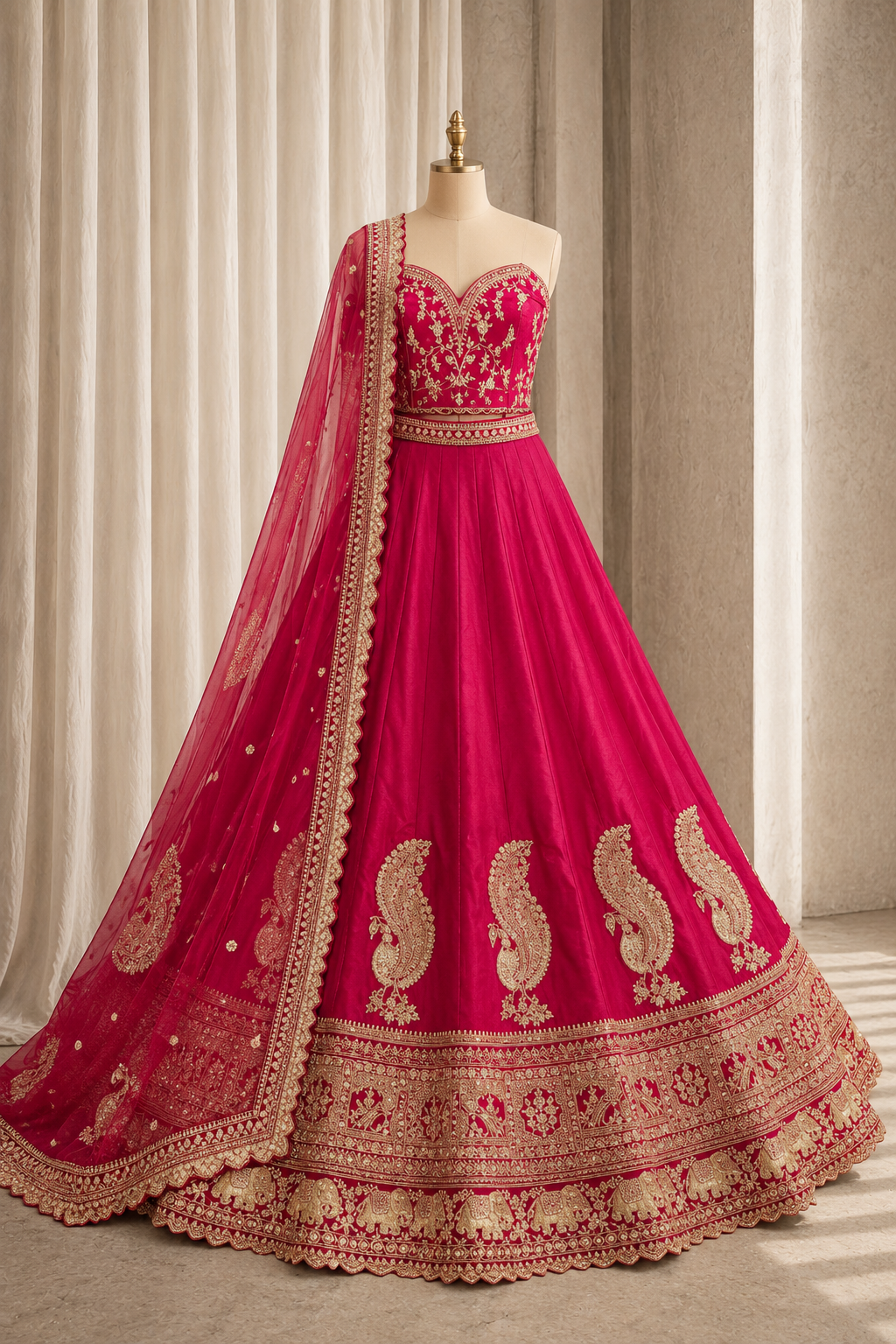 Delightful Zardozi Work and Raw Silk Fabric Red Color Lehenga Choli