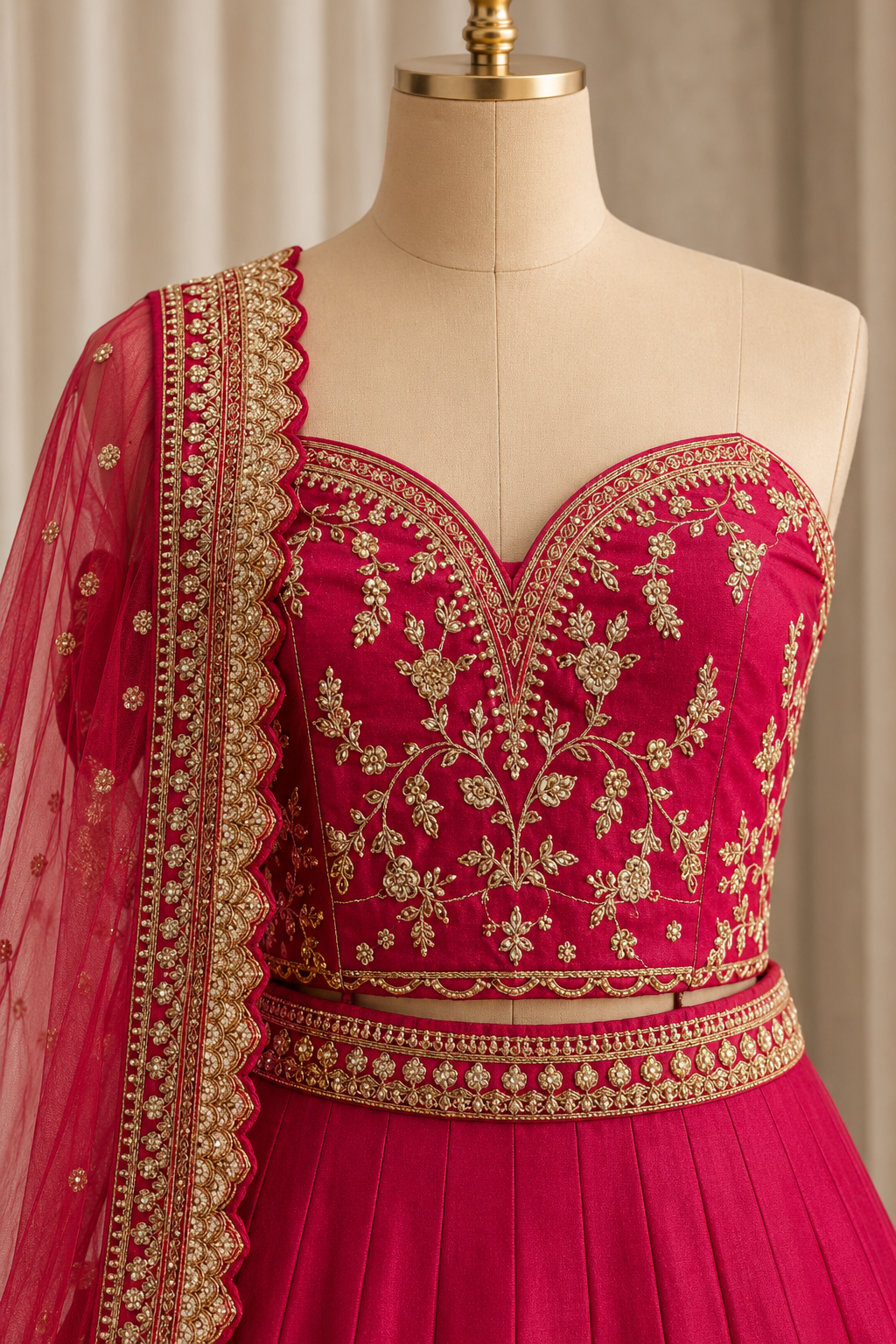 Delightful Zardozi Work and Raw Silk Fabric Red Color Lehenga Choli
