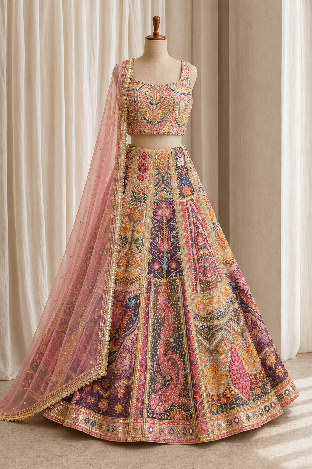 Attractive Sequins Work and Crepe Fabric Melty Color Lehenga Choli