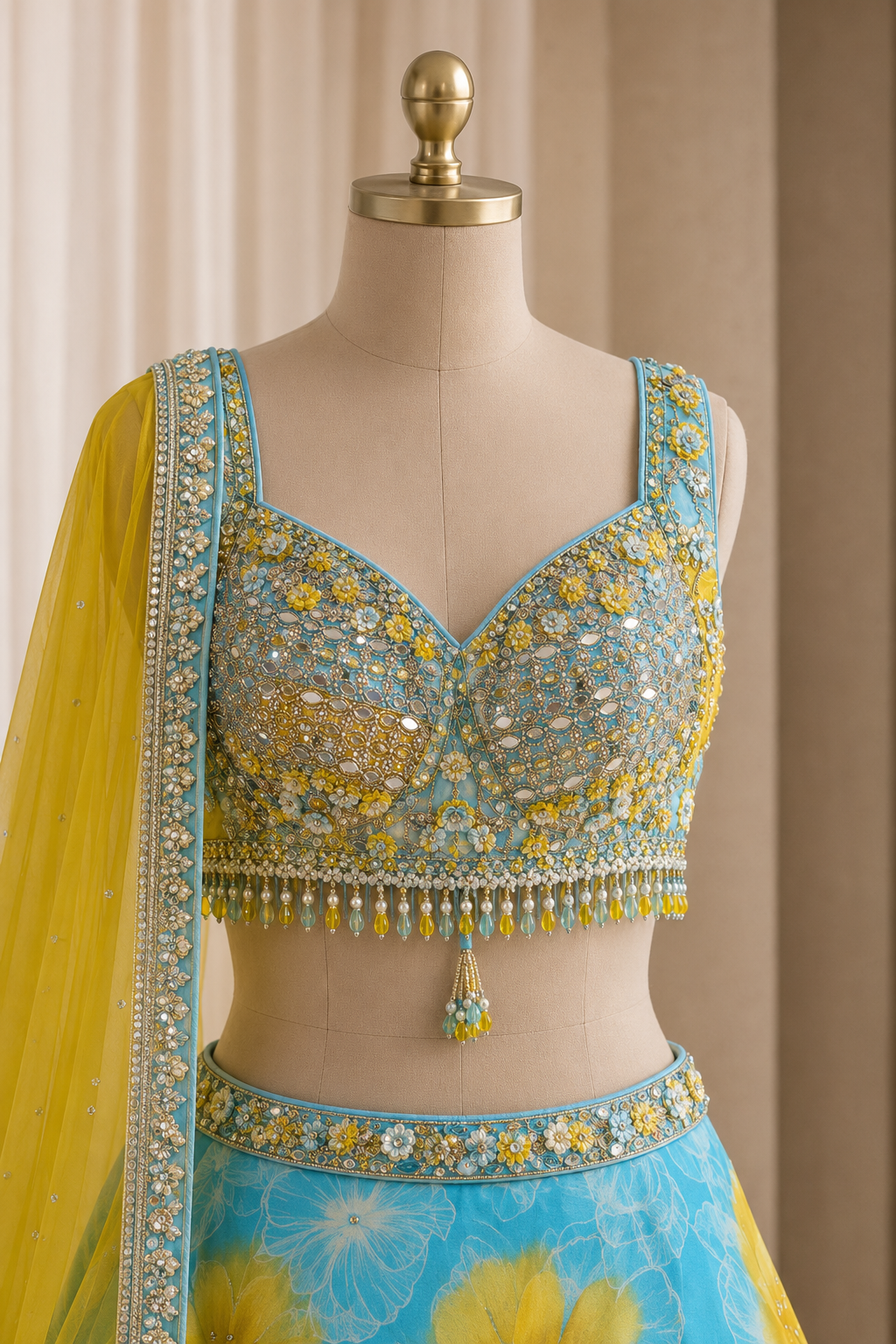 Perfect Digital Print Work and Crepe Fabric Sky Blue Color Lehenga Choli