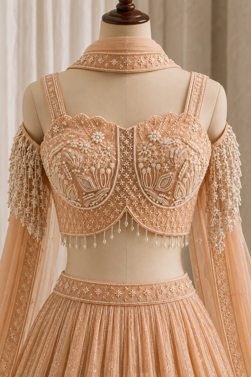 Pleasant Sequins Work and Chinon Silk Fabric Peach Color Designer Lehenga Choli