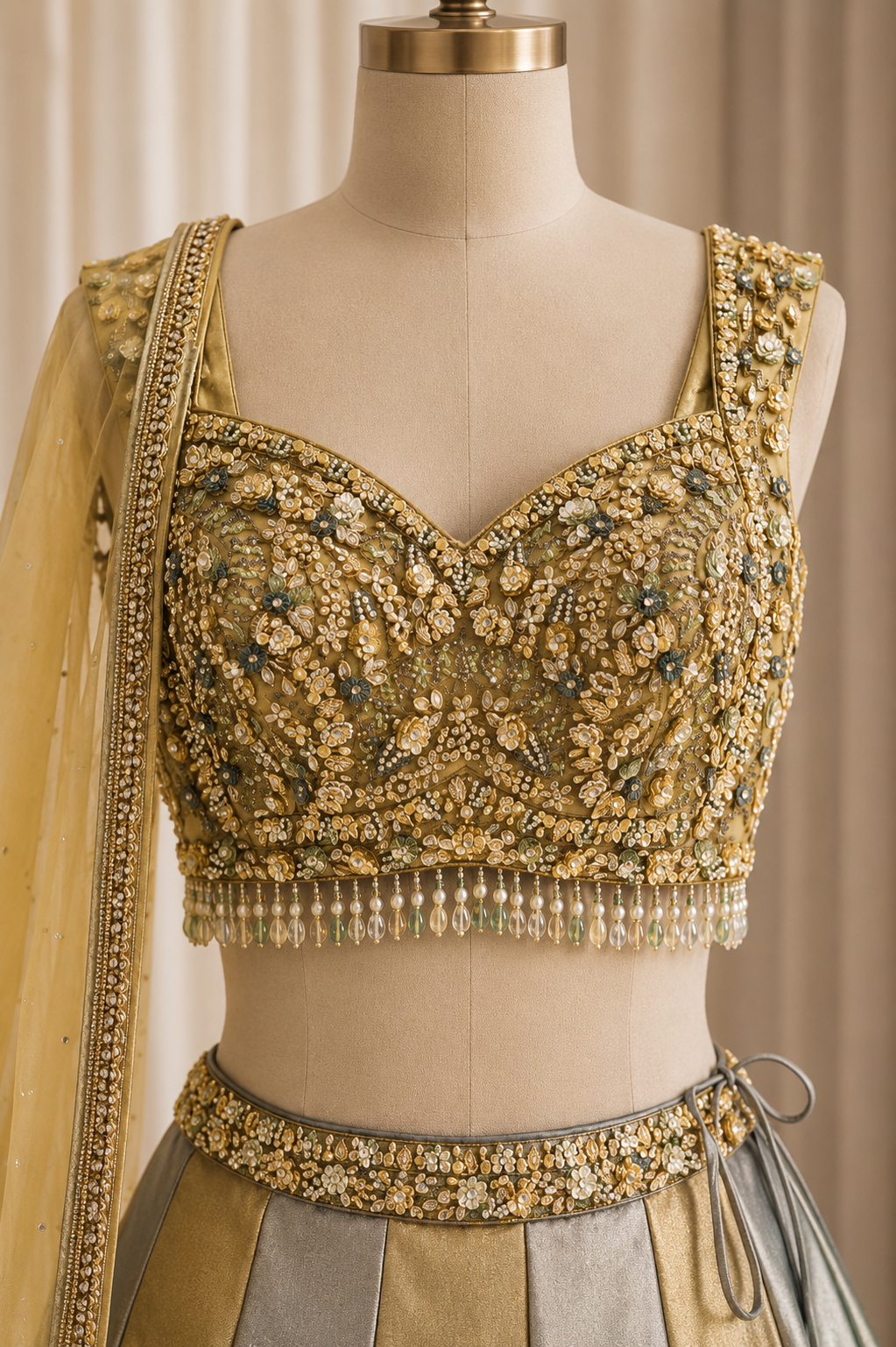 Fantabulous Zardozi Work and Tissue Fabric Melty Color Designer Lehenga Choli
