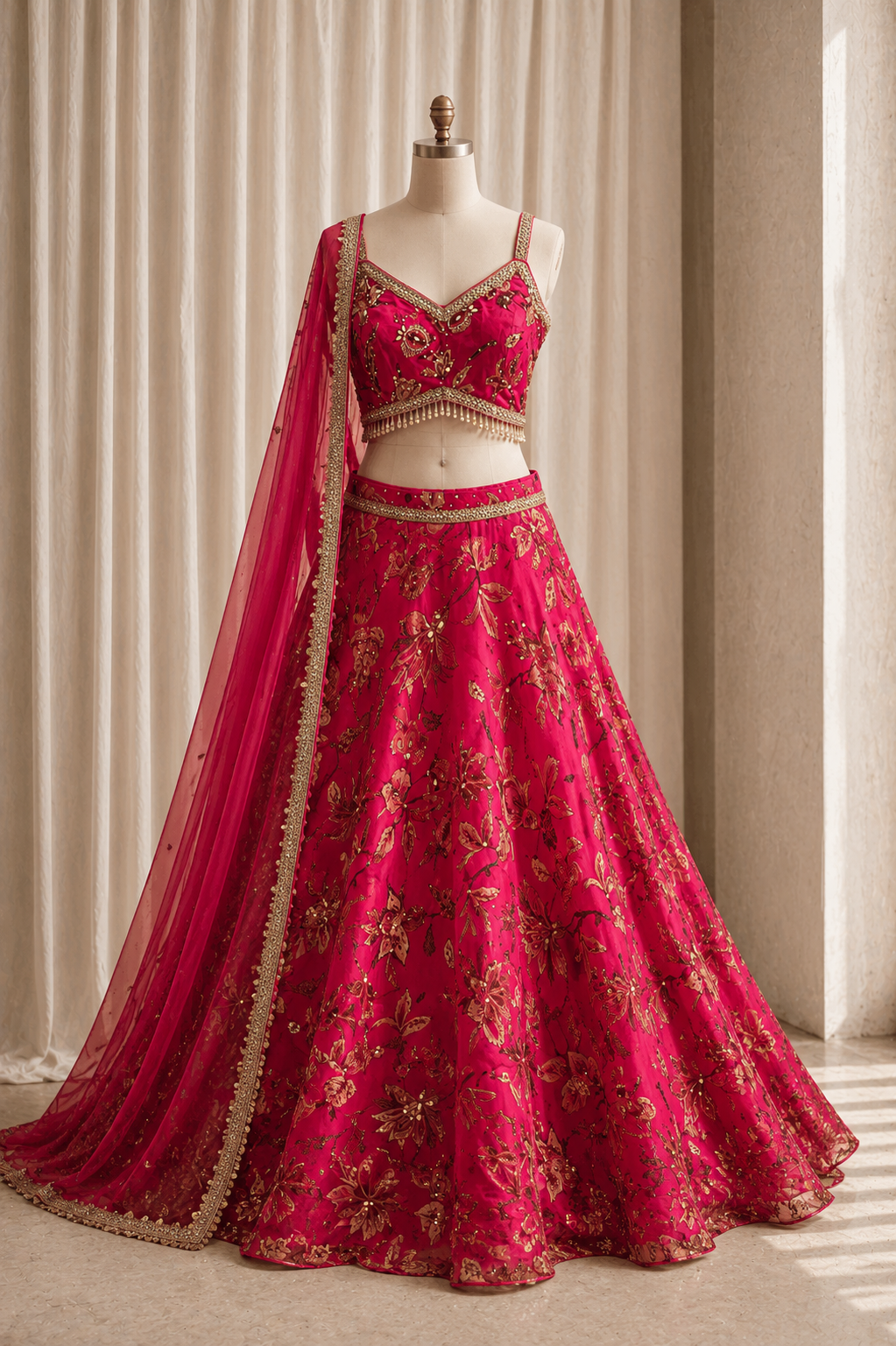 Fantastic Digital Print and Georgette Fabric Rani Color Designer Lehenga Choli