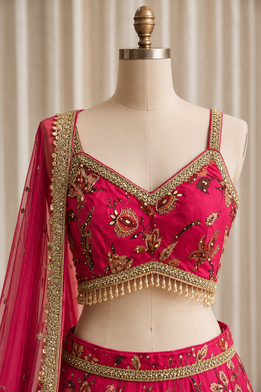 Fantastic Digital Print and Georgette Fabric Rani Color Designer Lehenga Choli
