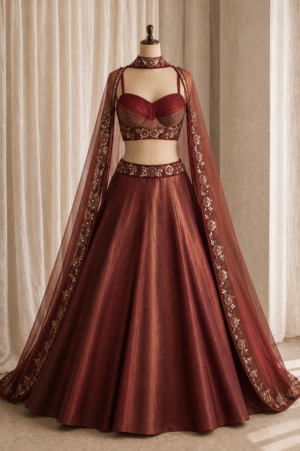 Fabulous Cutdana Work and Jimmy Choo Fabric Maroon Color Lehenga Choli