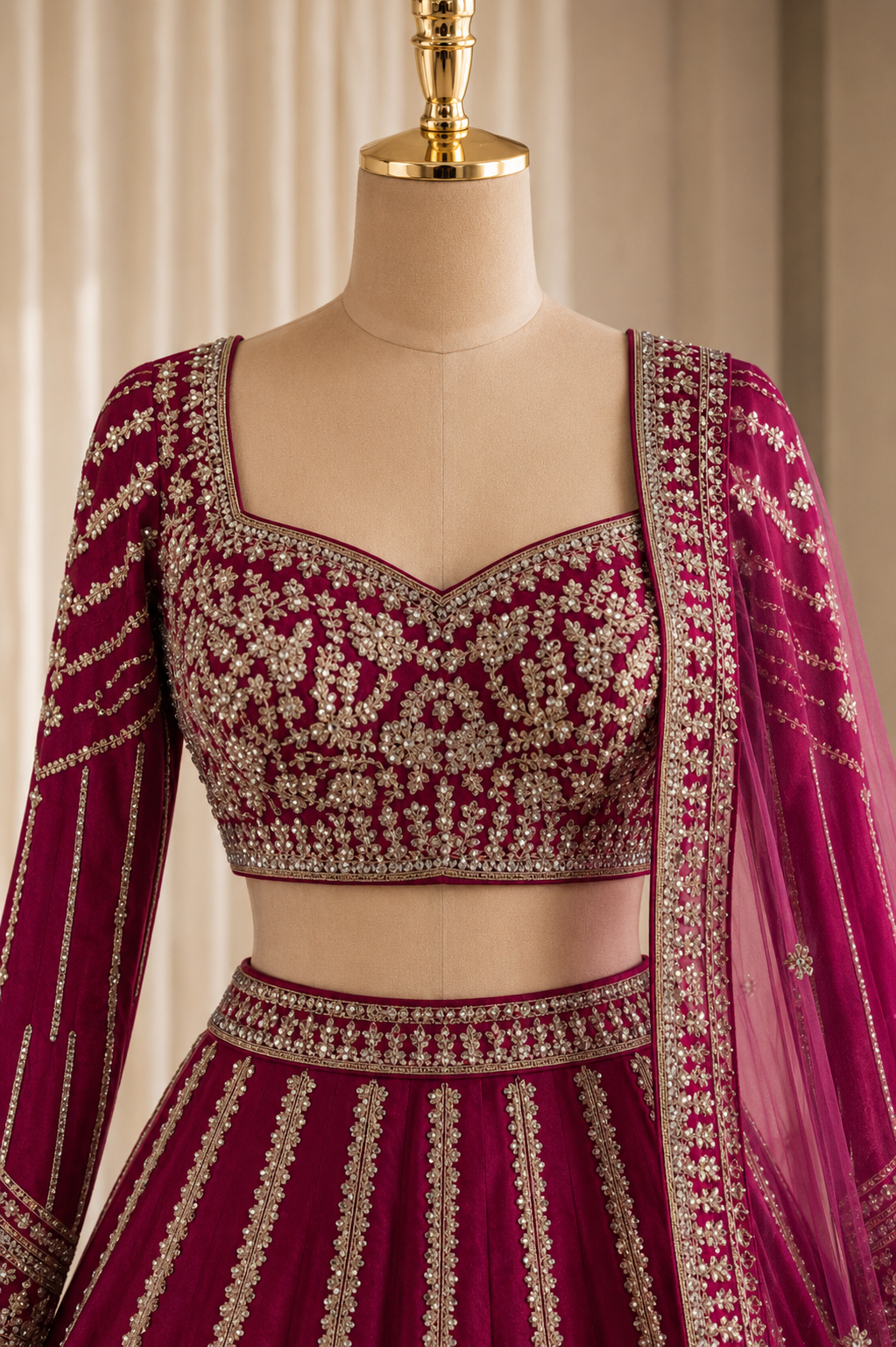 Charming Mirror Work and Raw Silk Fabric Magenta Color Lehenga Choli
