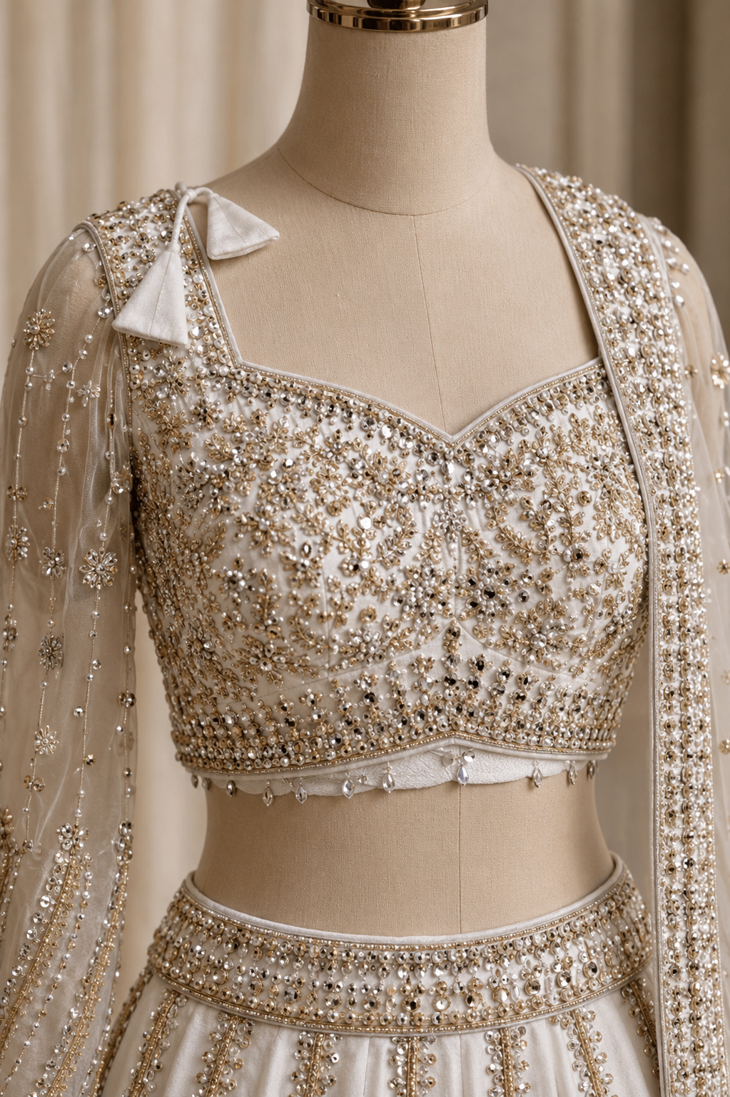 Marvelous Mirror Work and Raw Silk Fabric White Color Lehenga Choli