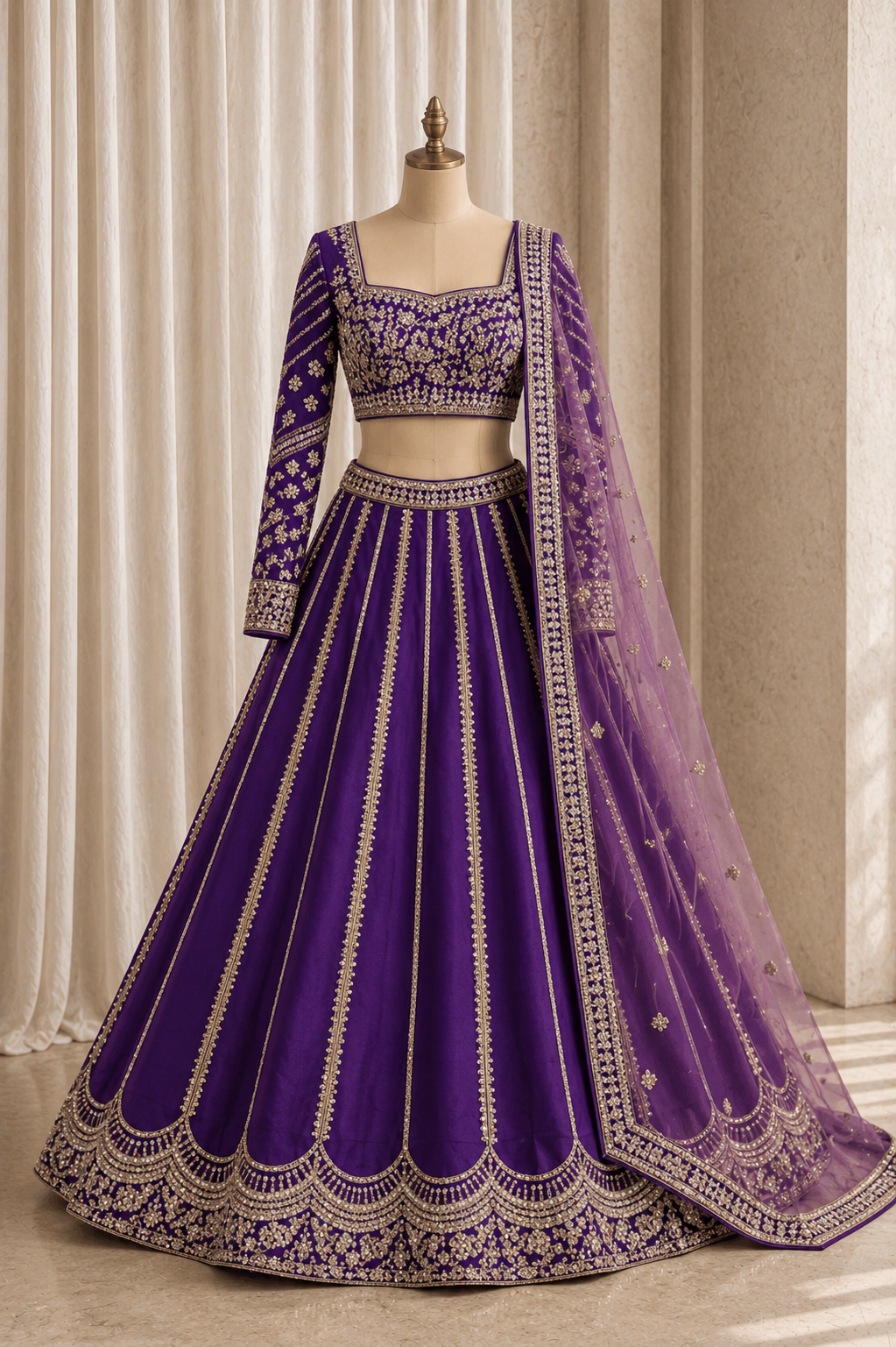 Special Mirror Work and Raw Silk Fabric Purple Color Lehenga Choli