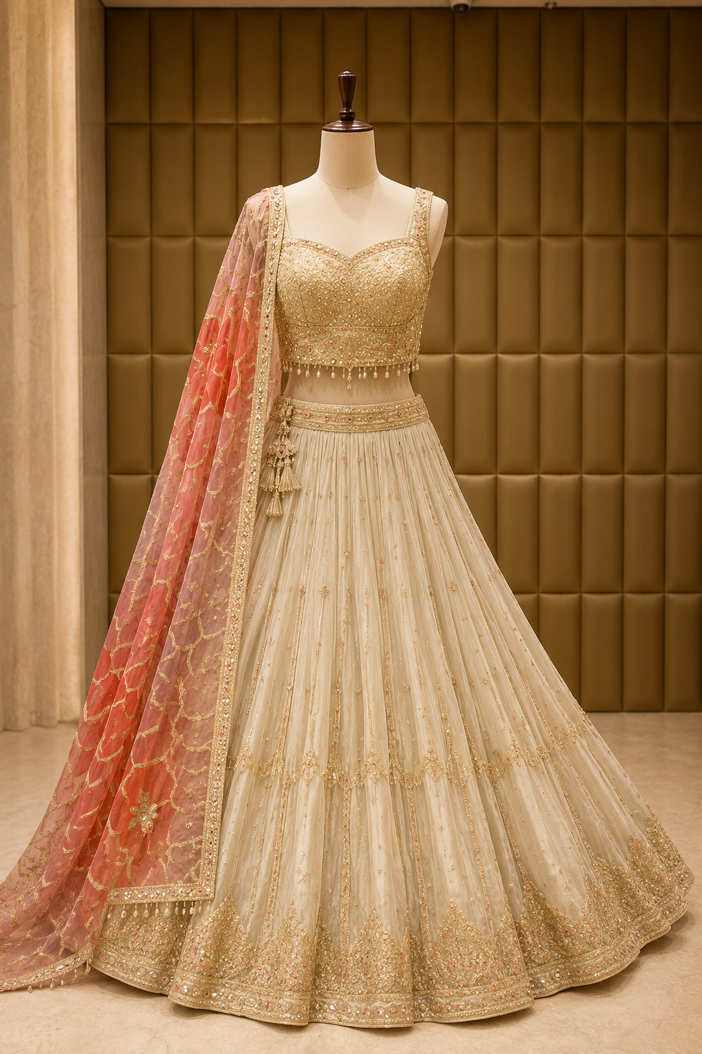 Great Shimmer Fabric and Beige Color Weaving Work Lehenga Choli