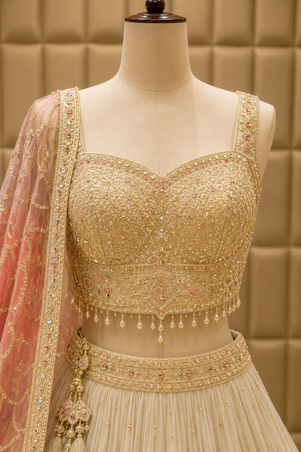 Great Shimmer Fabric and Beige Color Weaving Work Lehenga Choli