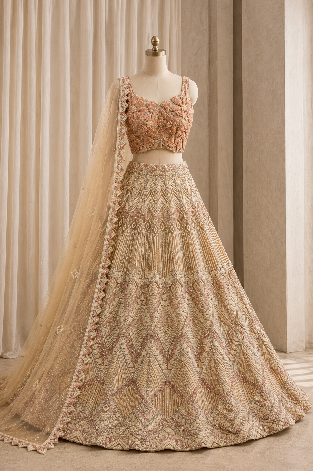 Fabulous Net Fabric and Beige Color Sequins Work Lehenga Choli