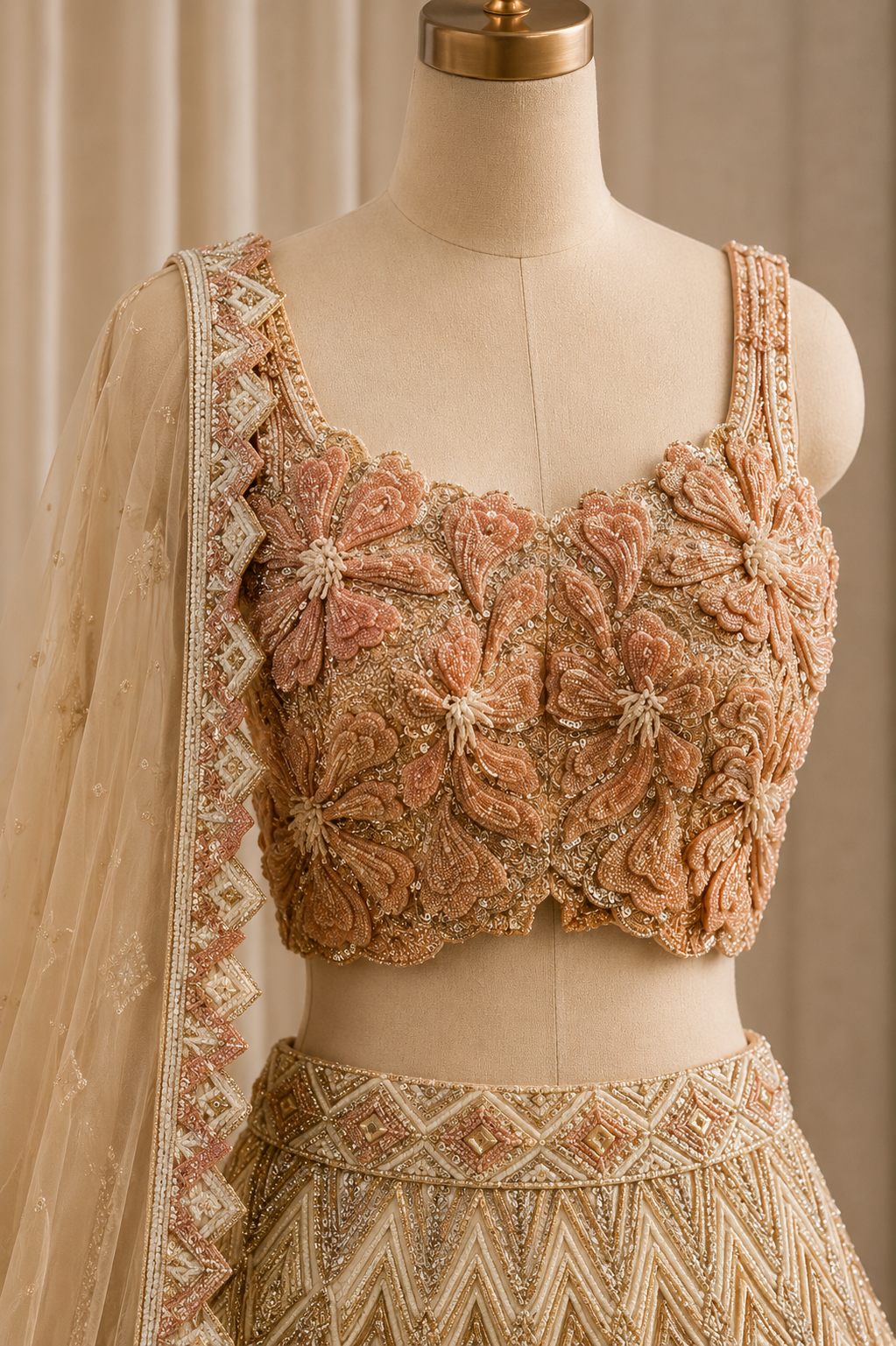 Fabulous Net Fabric and Beige Color Sequins Work Lehenga Choli